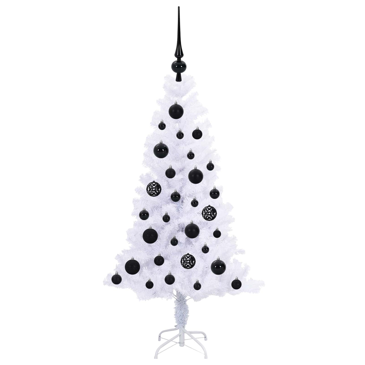 Kunstig juletre med 150 LED med stativ Hvit 120 cm PVC og Stål