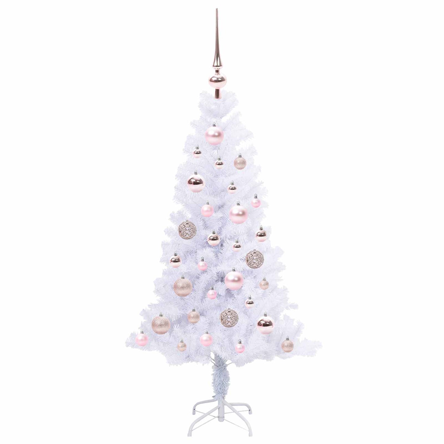 Kunstig juletre med 150 LED med stativ Hvit 120 cm PVC og Stål