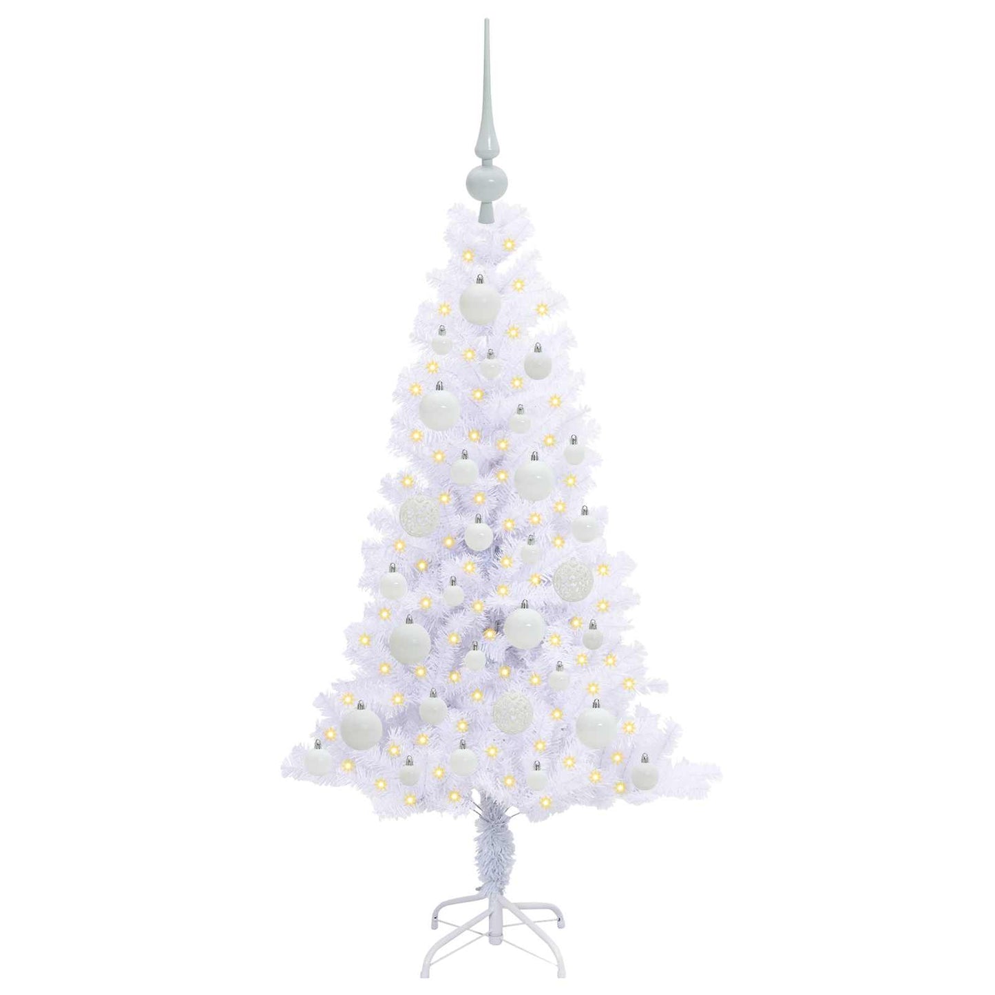 Kunstig juletre med 150 LED med stativ Hvit 120 cm PVC og Stål