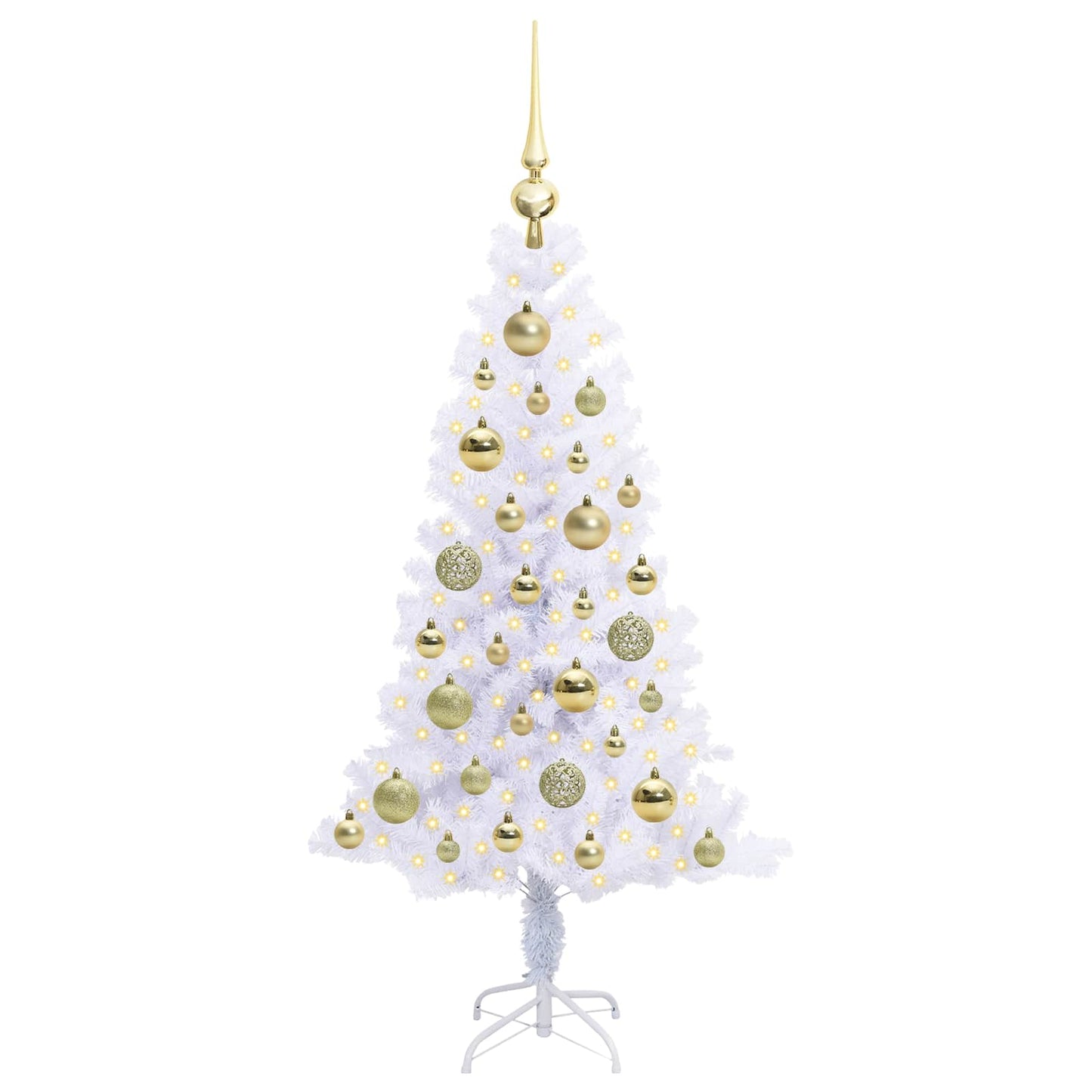 Kunstig juletre med 150 LED med stativ Hvit 120 cm PVC og Stål