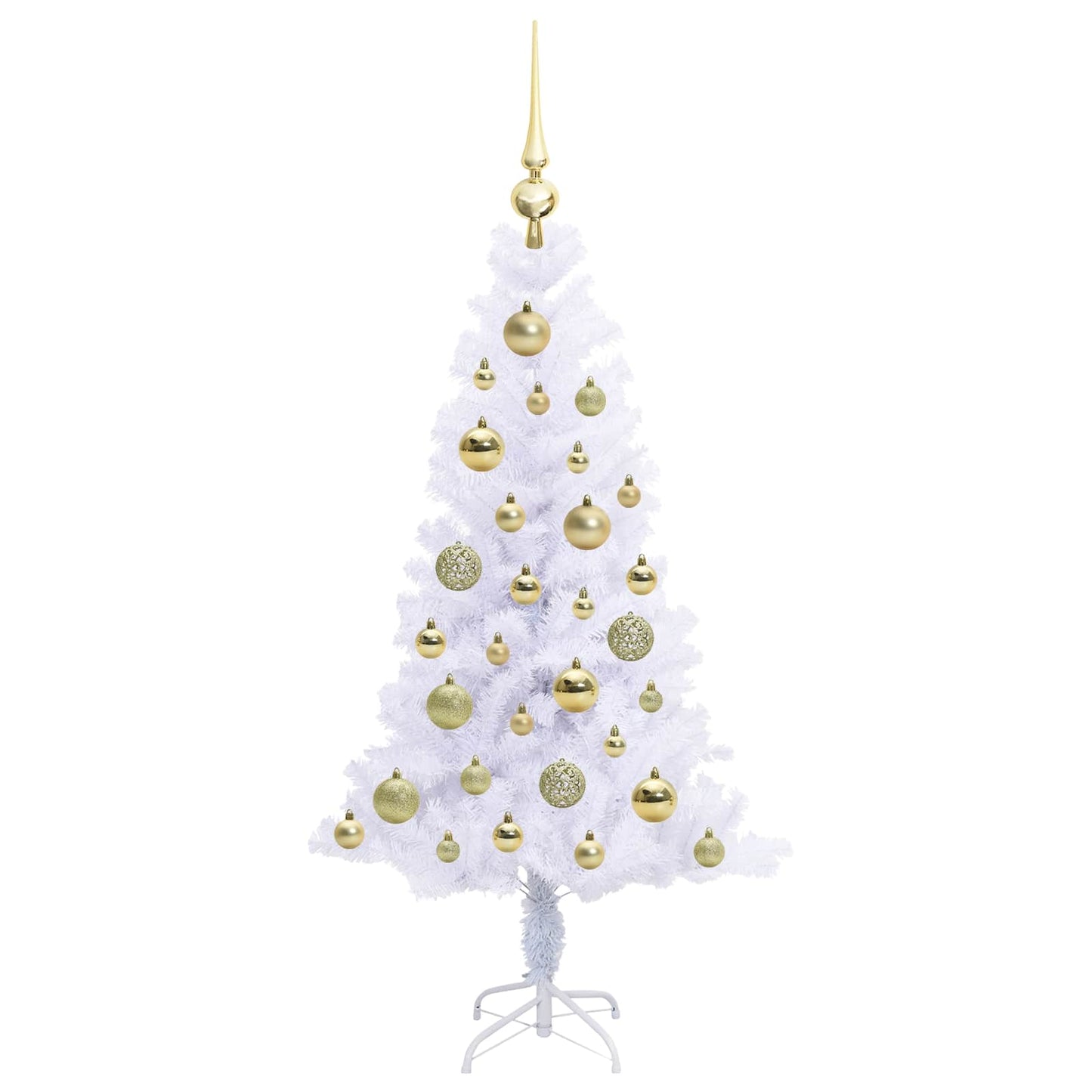 Kunstig juletre med 150 LED med stativ Hvit 120 cm PVC og Stål