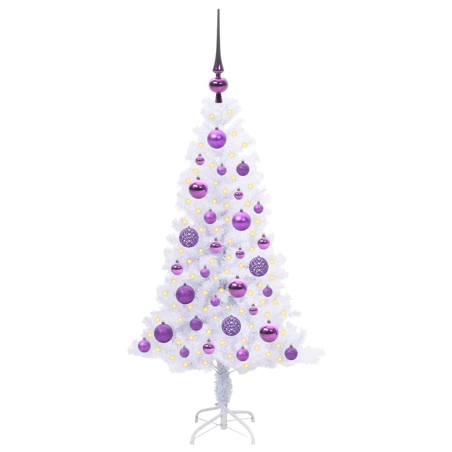 Kunstig juletre med 150 LED med stativ Hvit 120 cm PVC og Stål