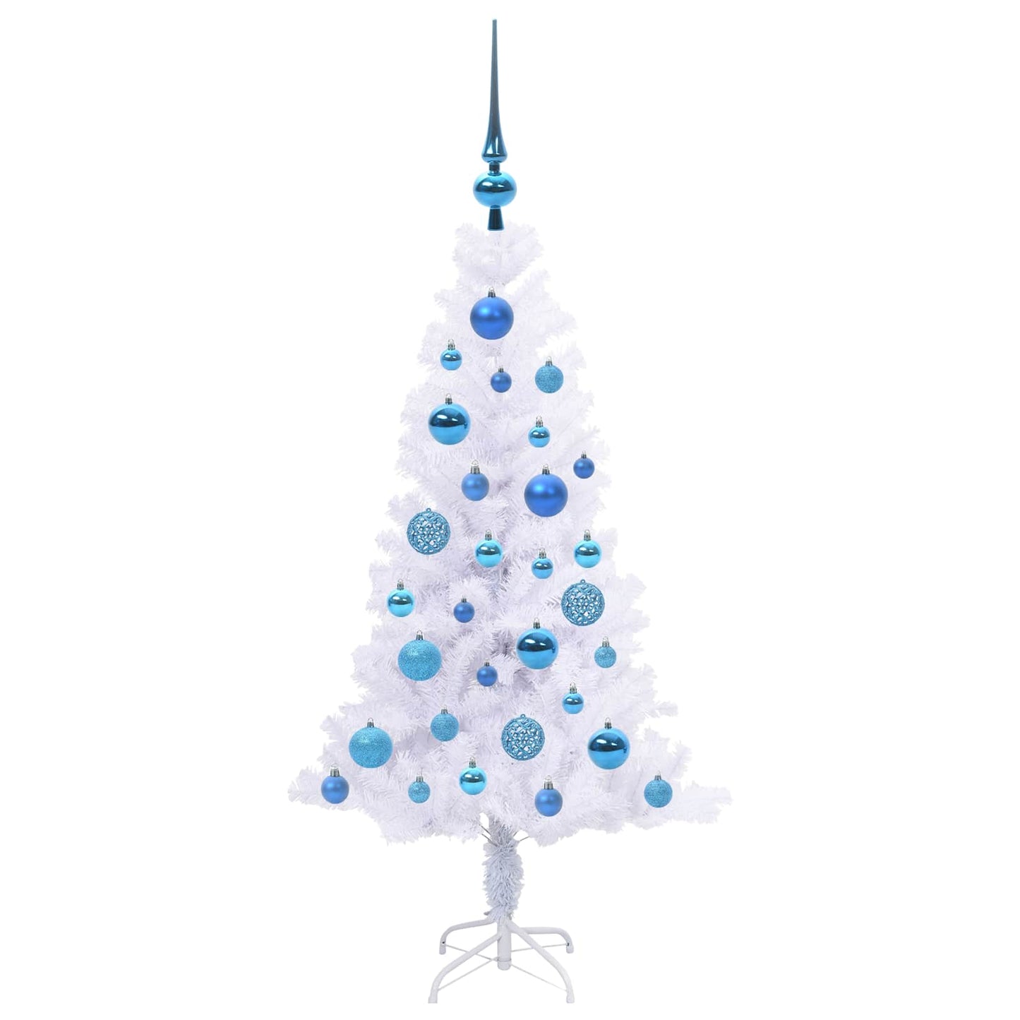 Kunstig juletre med 150 LED med stativ Hvit 120 cm PVC og Stål