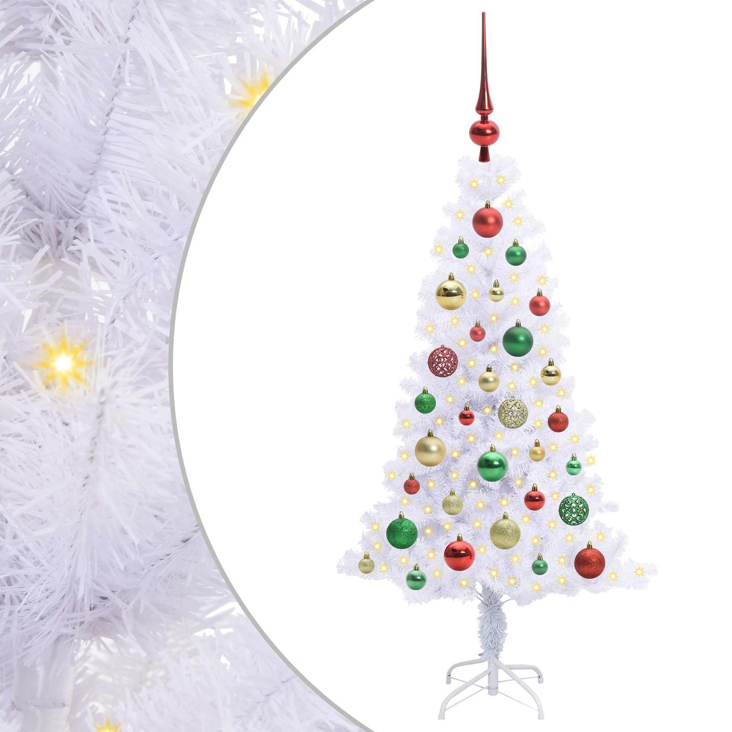 Kunstig juletre med 150 LED med stativ Hvit 120 cm PVC og Stål