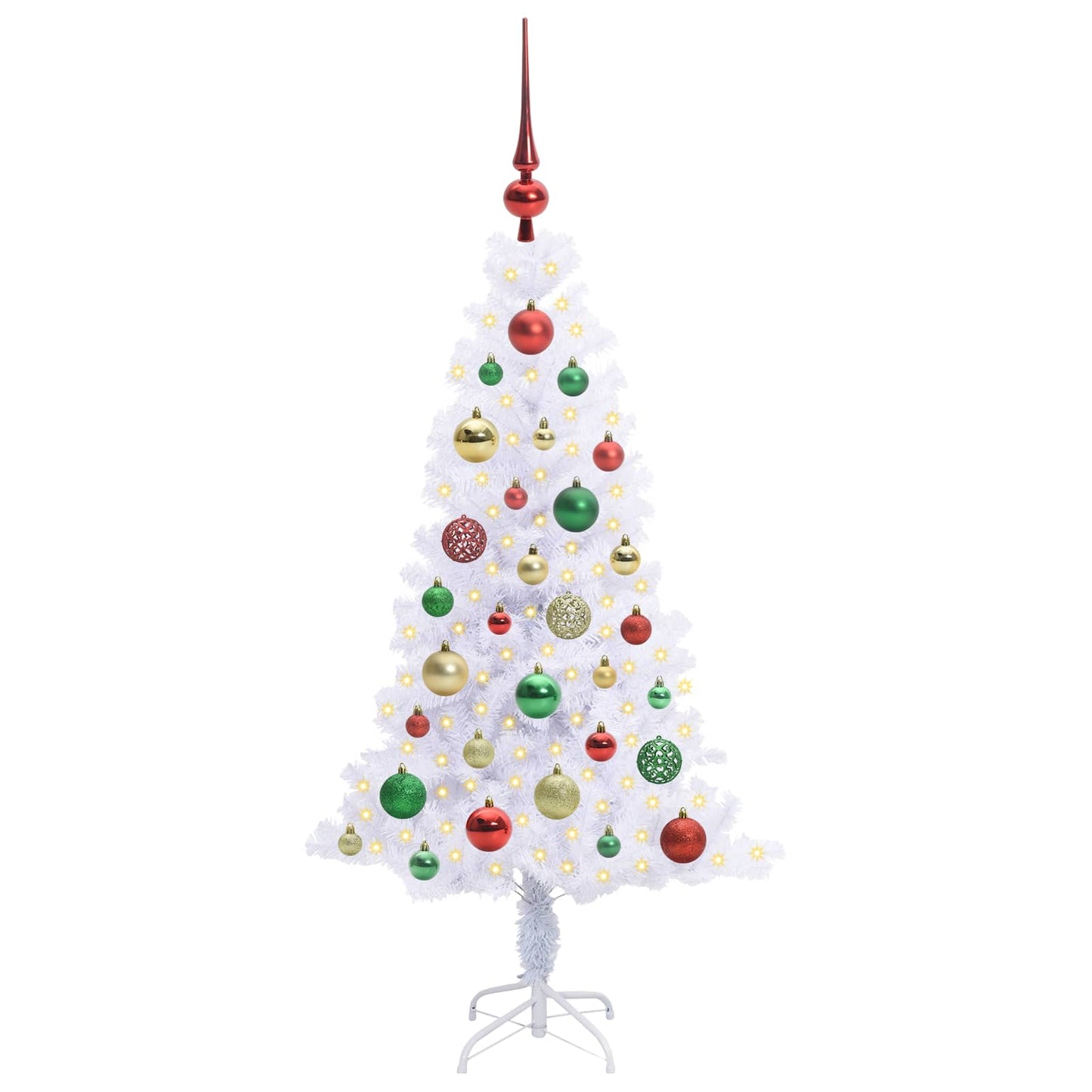 Kunstig juletre med 150 LED med stativ Hvit 120 cm PVC og Stål