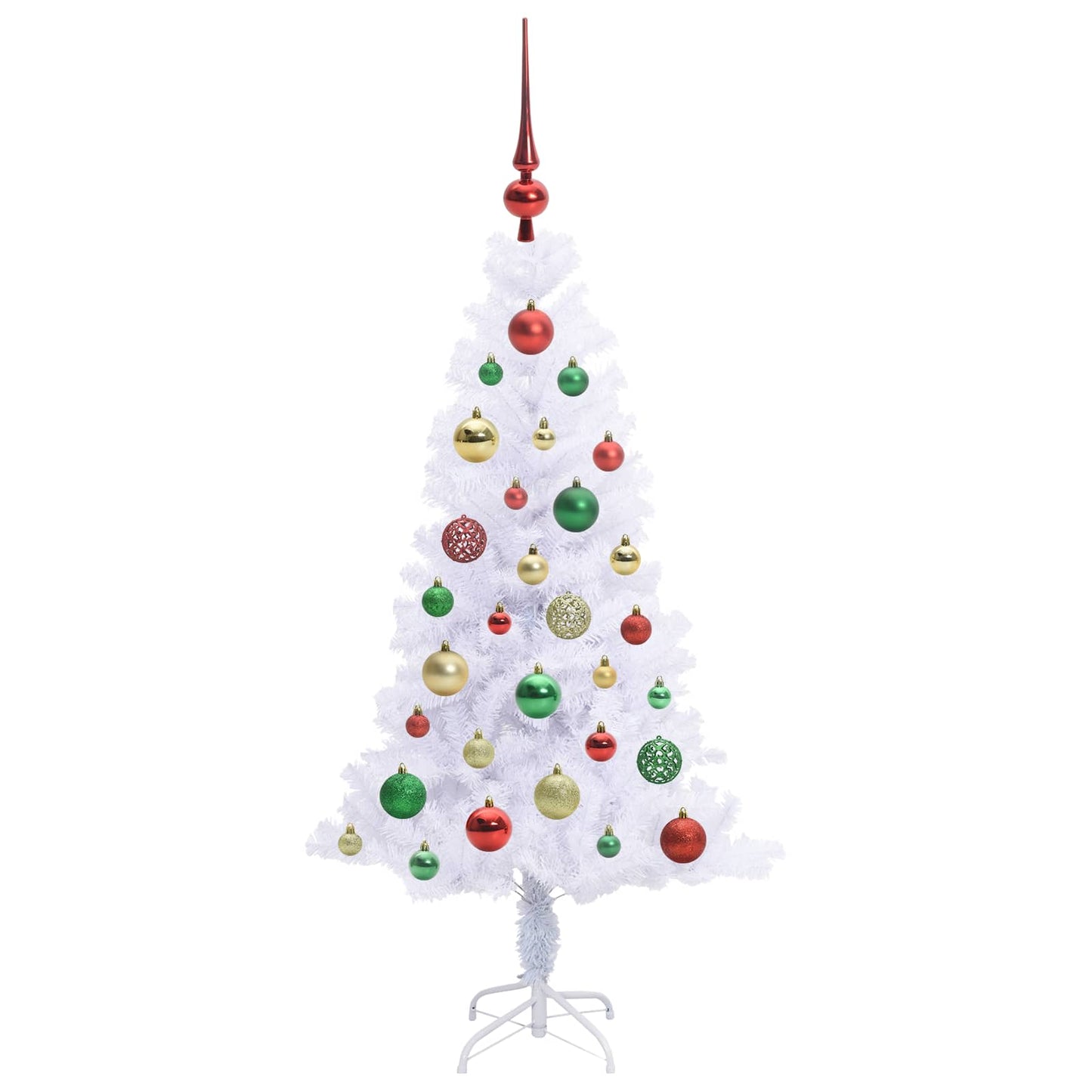 Kunstig juletre med 150 LED med stativ Hvit 120 cm PVC og Stål