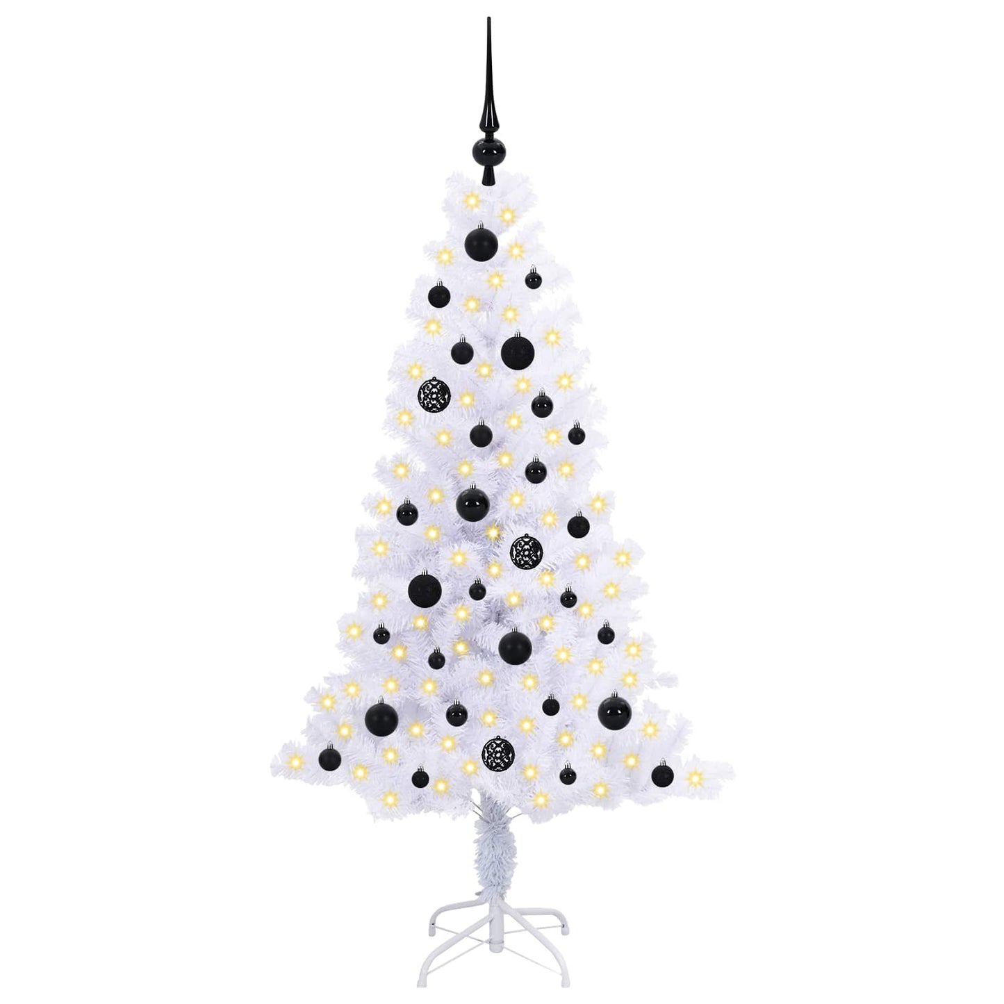 Kunstig juletre med 150 LED med stativ Hvit 150 cm PVC og Stål