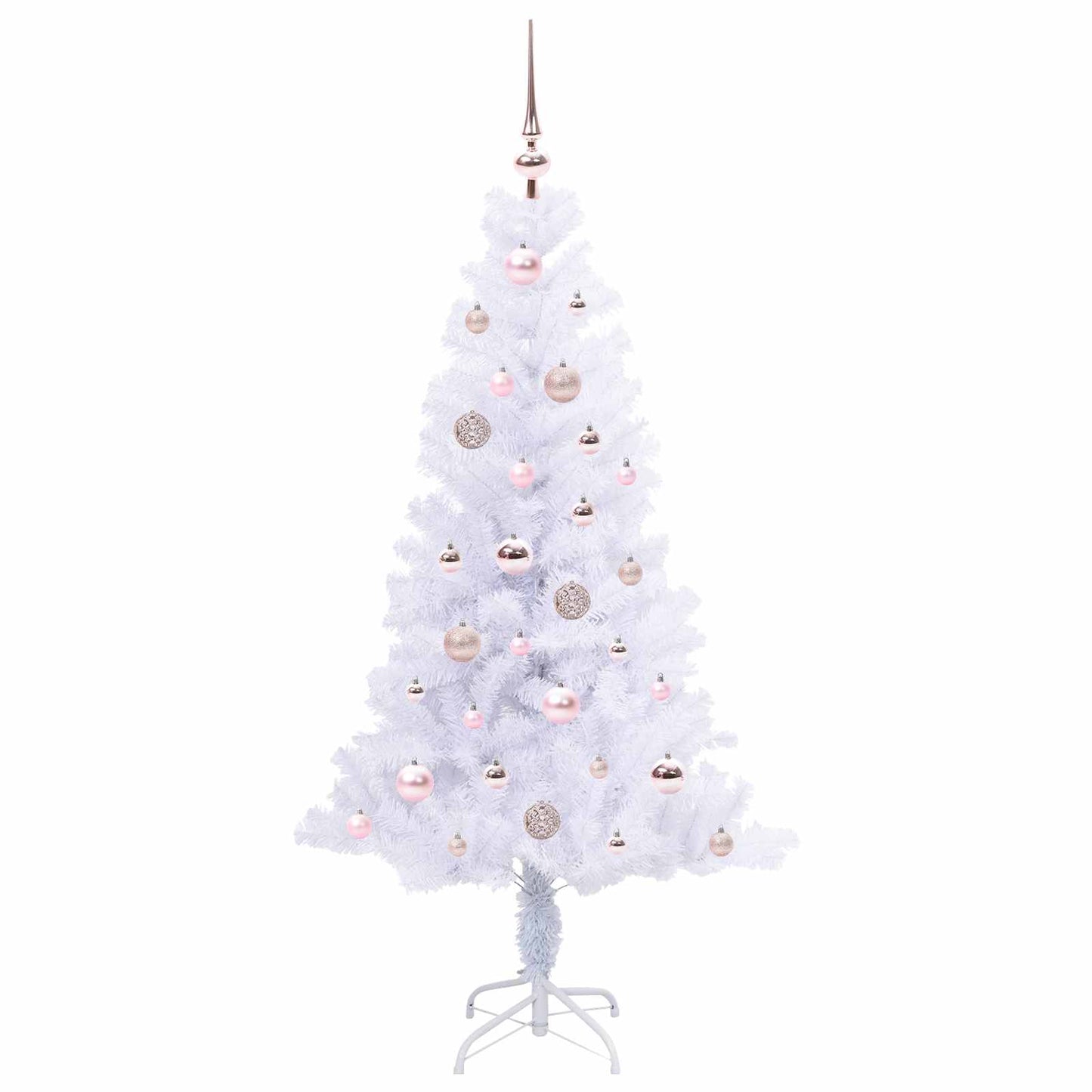 Kunstig juletre med 150 LED med stativ Hvit 150 cm PVC og Stål