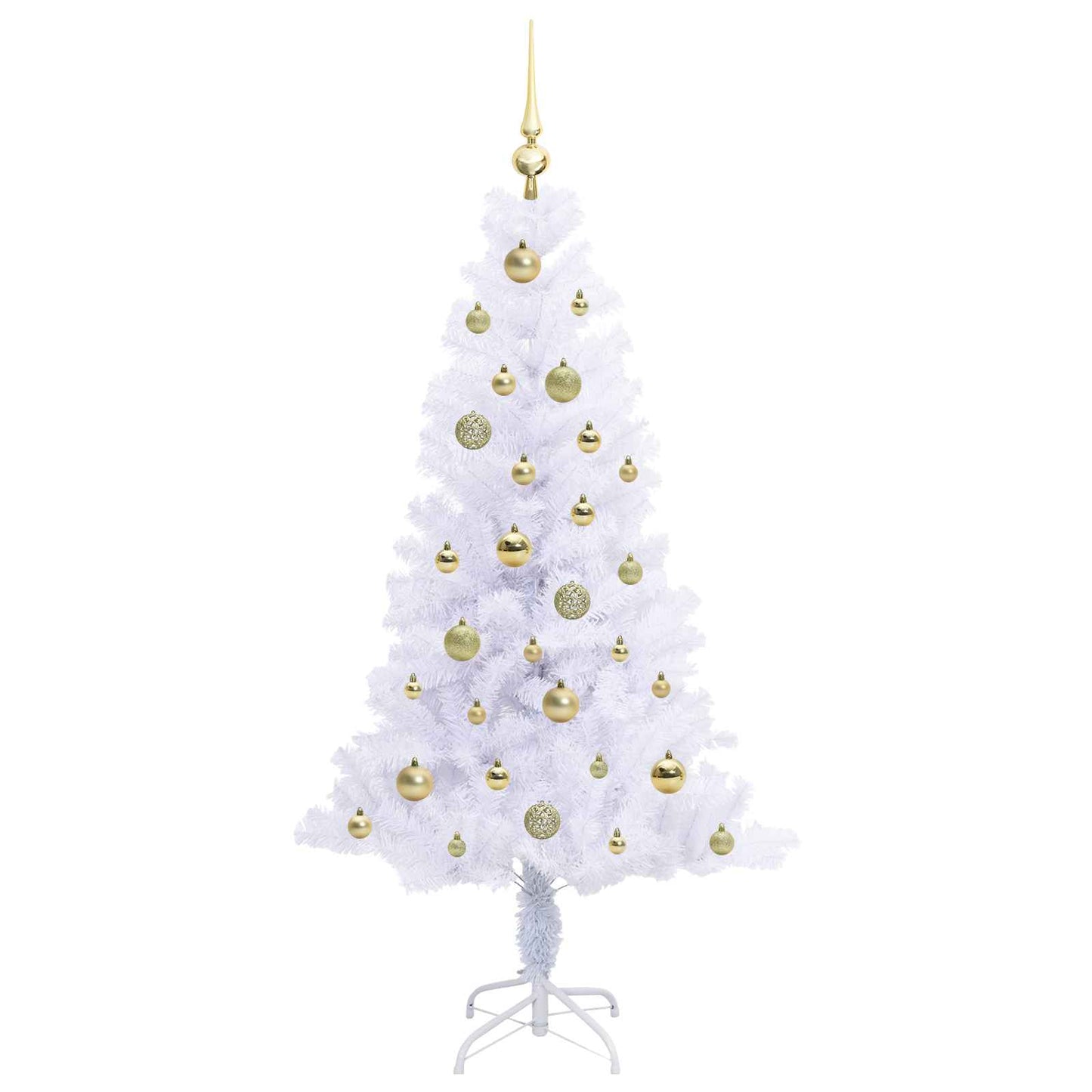 Kunstig juletre med 150 LED med stativ Hvit 150 cm PVC og Stål