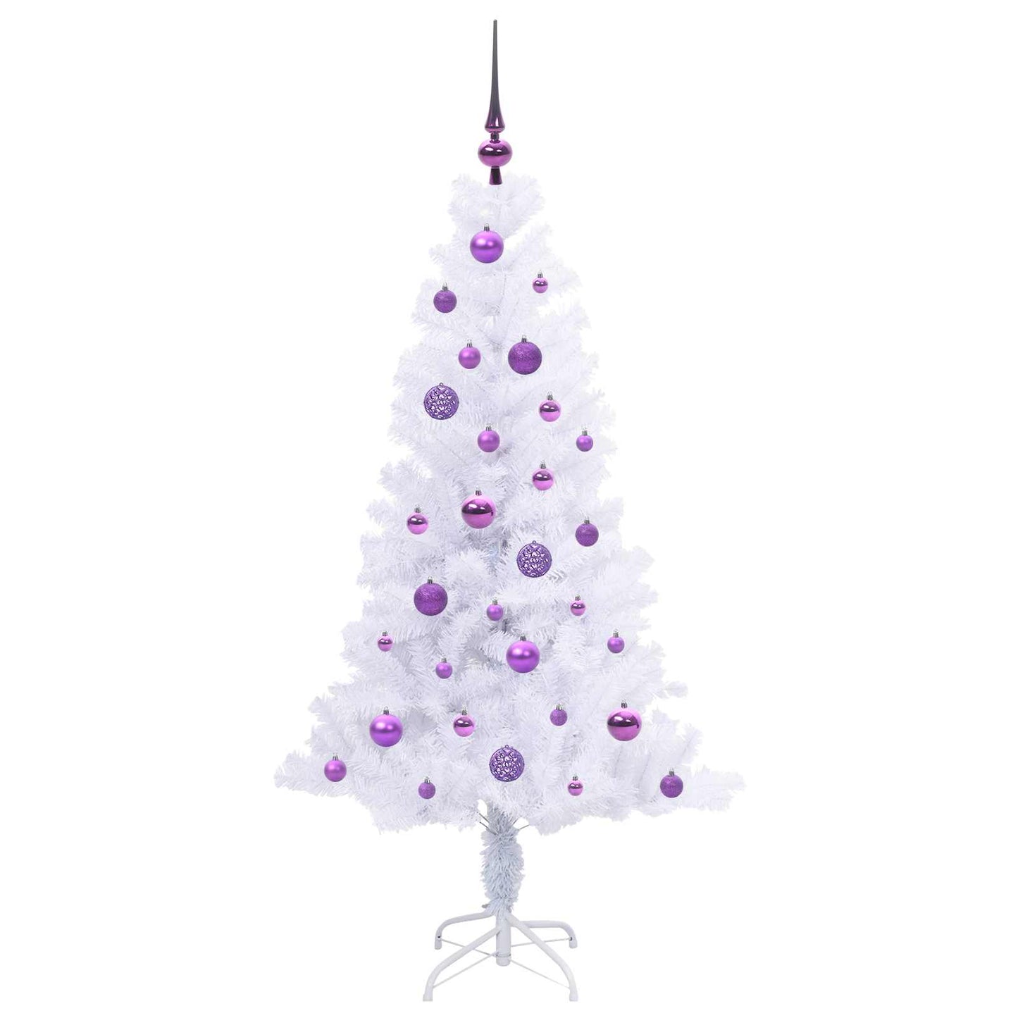 Kunstig juletre med 150 LED med stativ Hvit 150 cm PVC og Stål