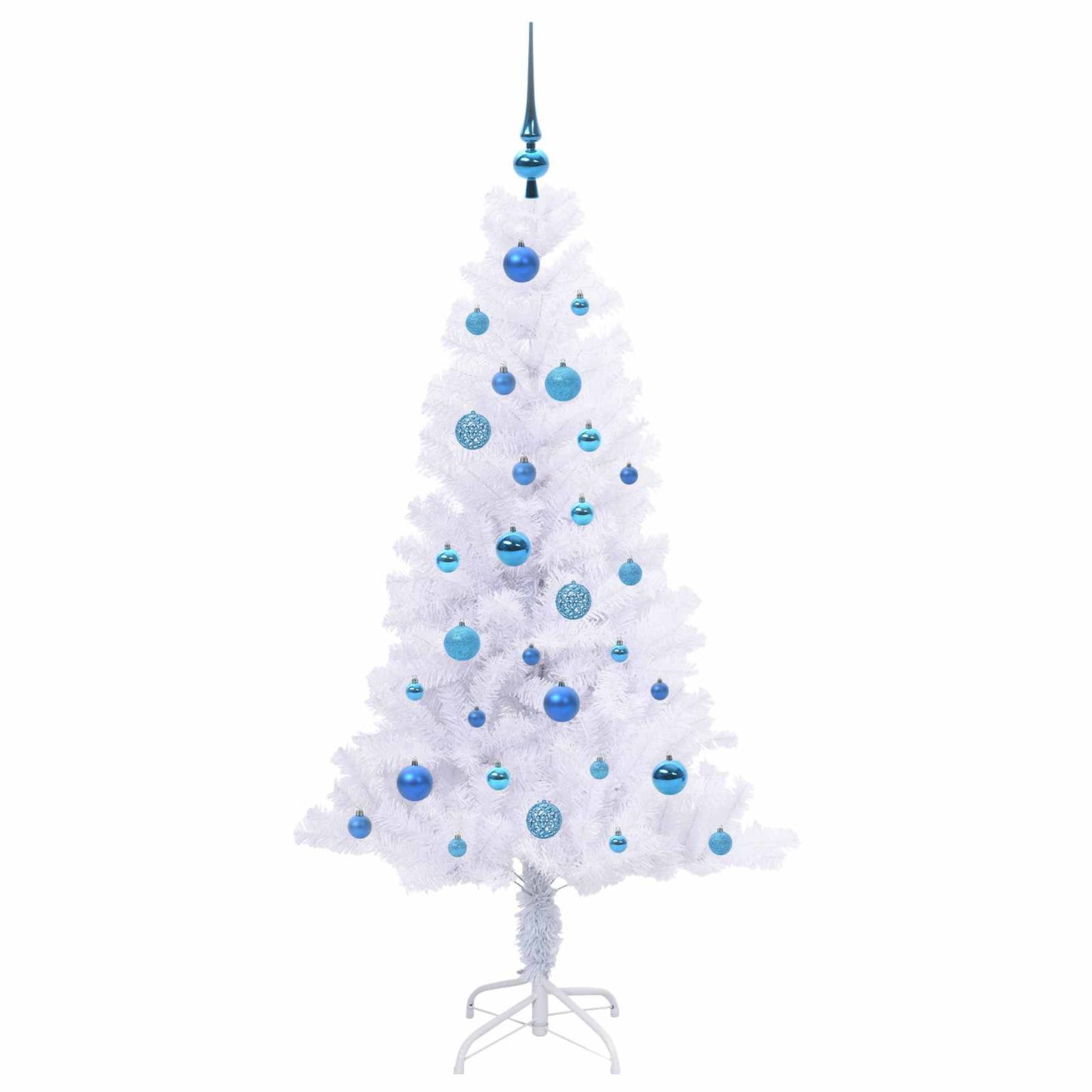 Kunstig juletre med 150 LED med stativ Hvit 150 cm PVC og Stål