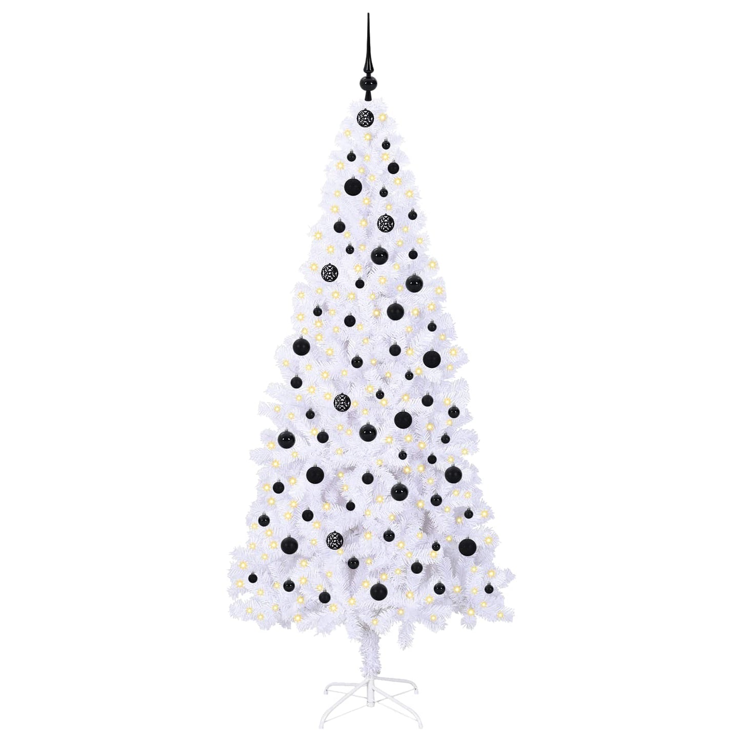 Kunstig juletre med 300 LED med stativ Hvit 210 cm PVC og stål