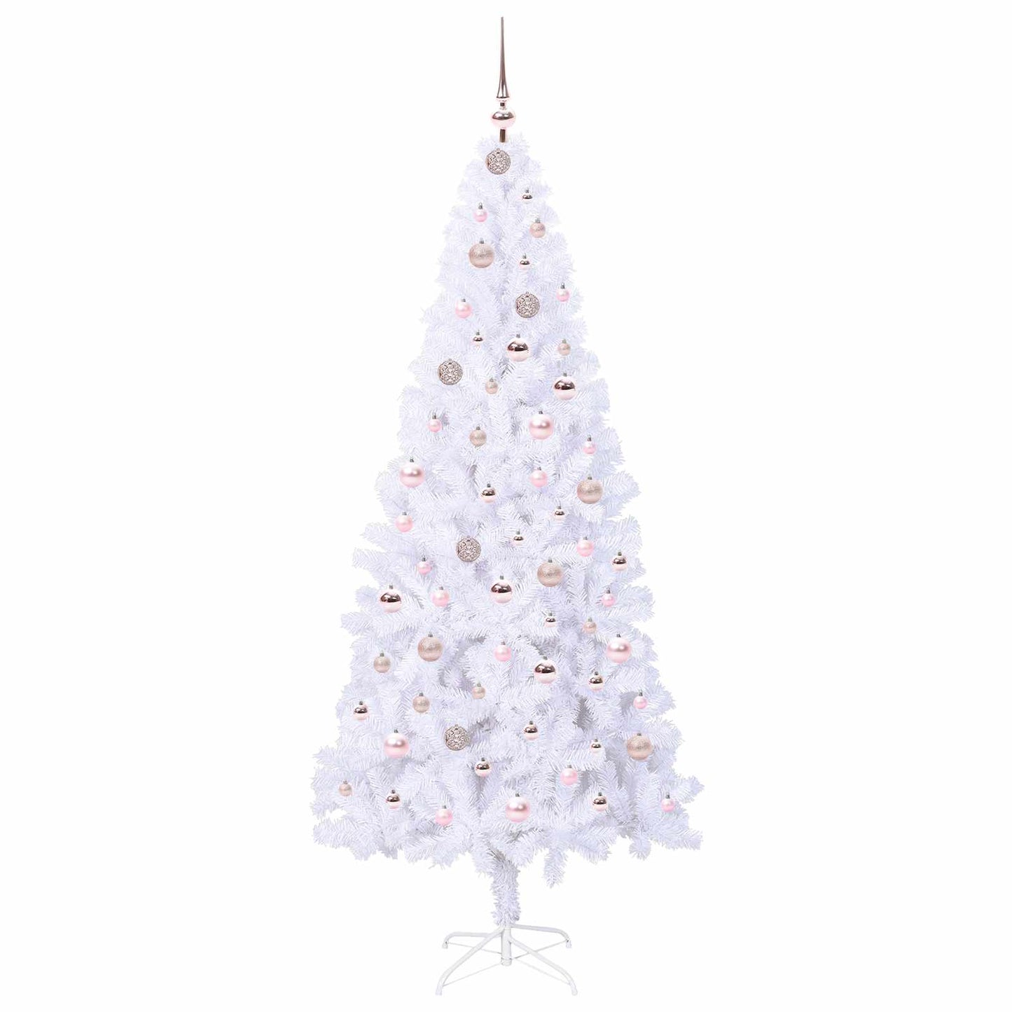 Kunstig juletre med 300 LED med stativ Hvit 210 cm PVC og stål