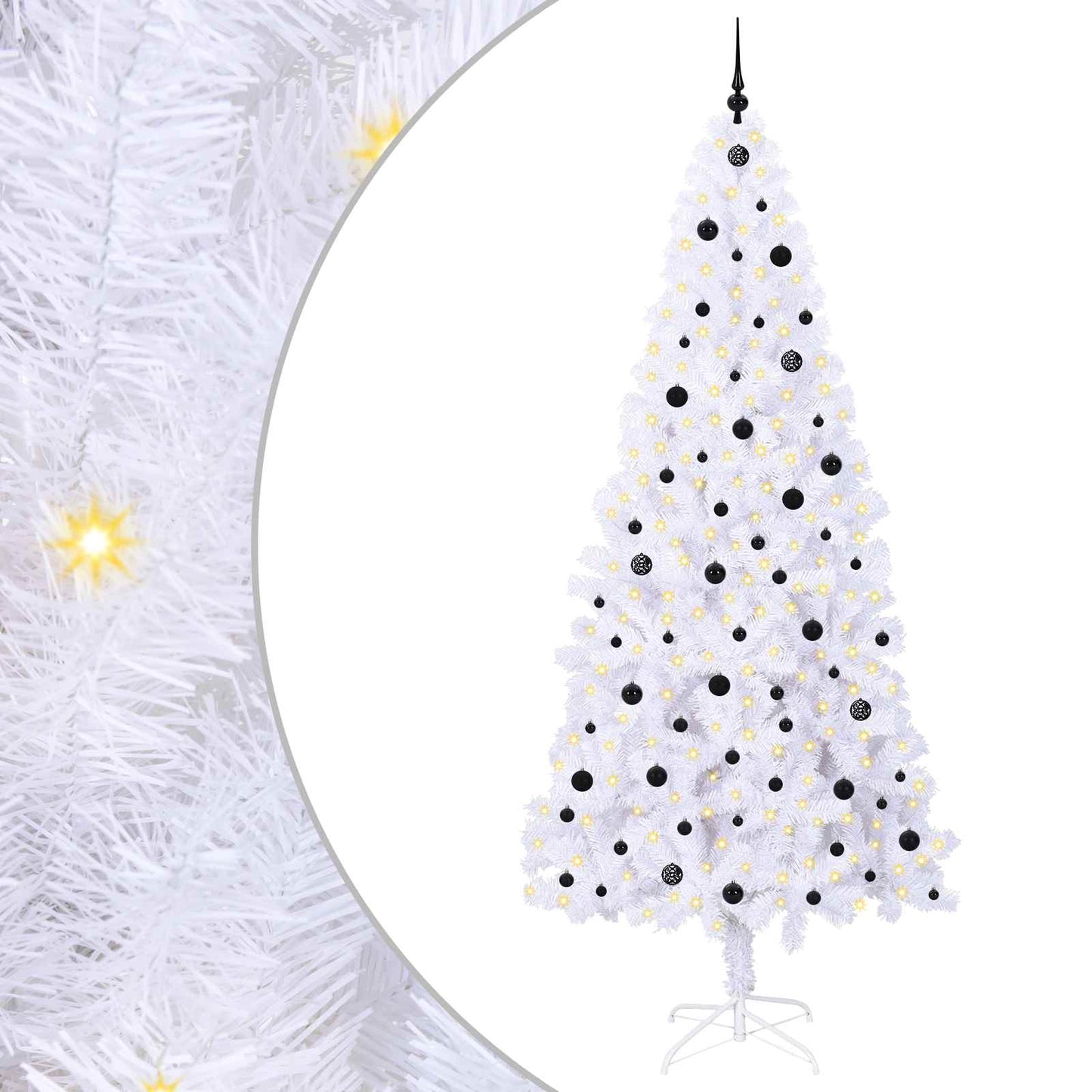 Kunstig juletre med 300 LED med stativ Hvit 240 cm PVC og stål