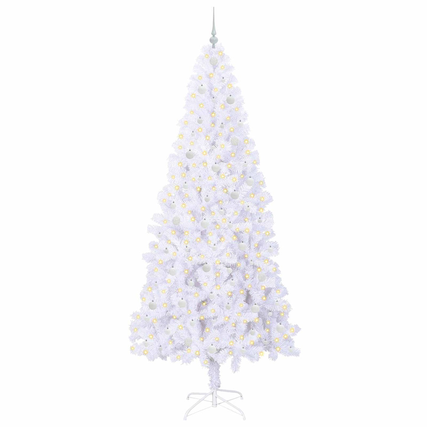 Kunstig juletre med 300 LED med stativ Hvit 240 cm PVC og stål
