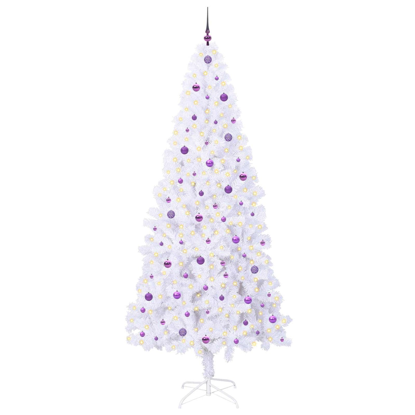 Kunstig juletre med 300 LED med stativ Hvit 240 cm PVC og stål