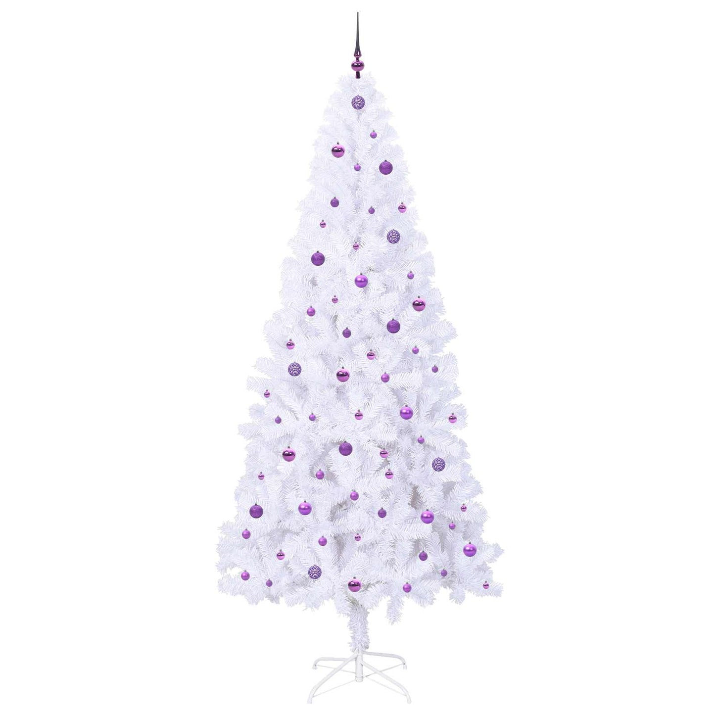 Kunstig juletre med 300 LED med stativ Hvit 240 cm PVC og stål