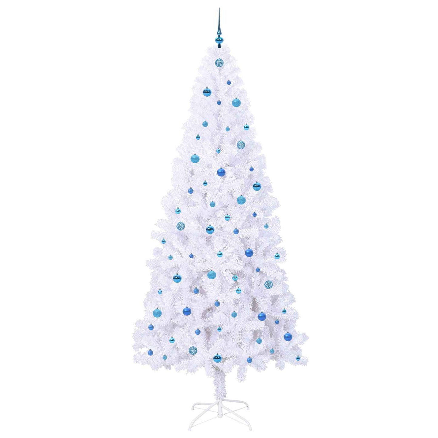 Kunstig juletre med 300 LED med stativ Hvit 240 cm PVC og stål