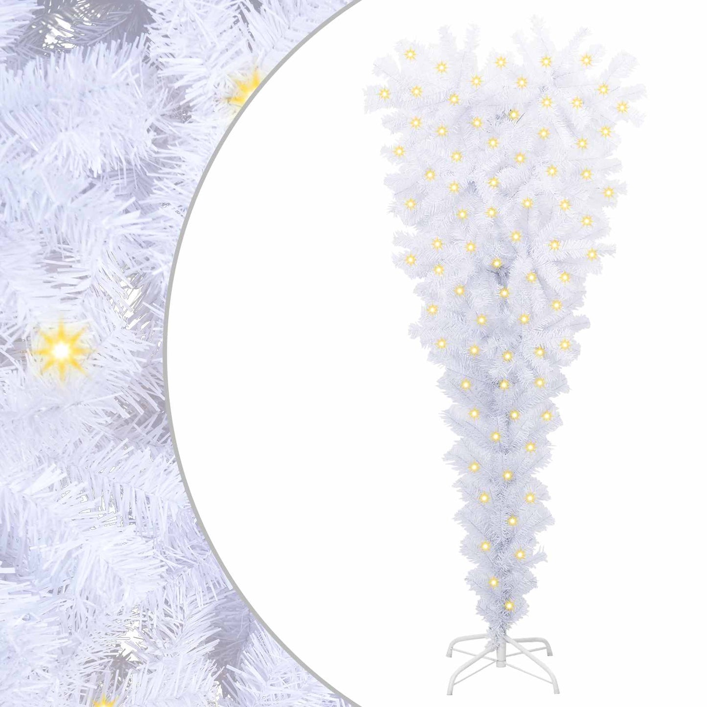 Kunstig juletre med 150 LED med stativ Hvit 120 cm PVC og stål