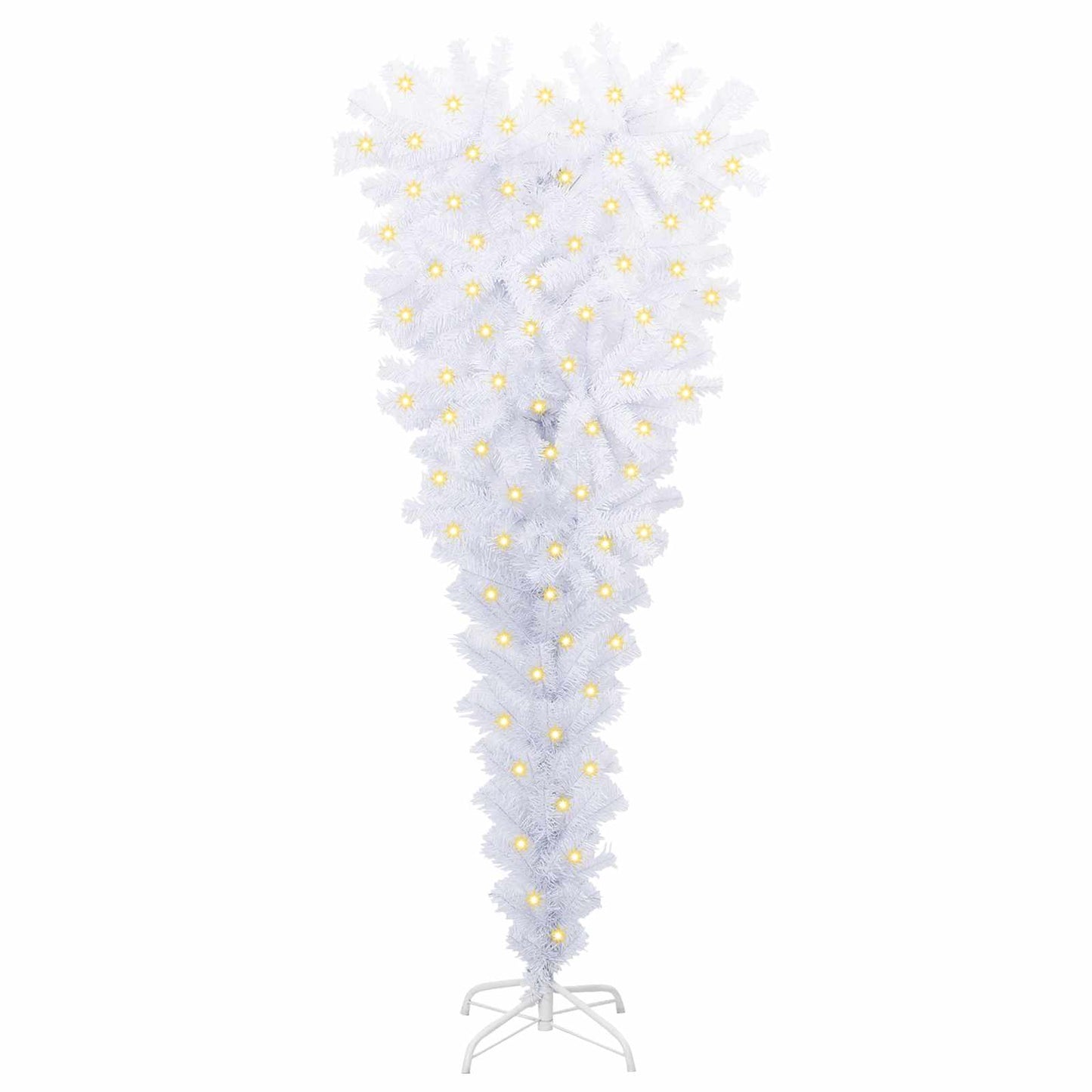 Kunstig juletre med 150 LED med stativ Hvit 120 cm PVC og stål