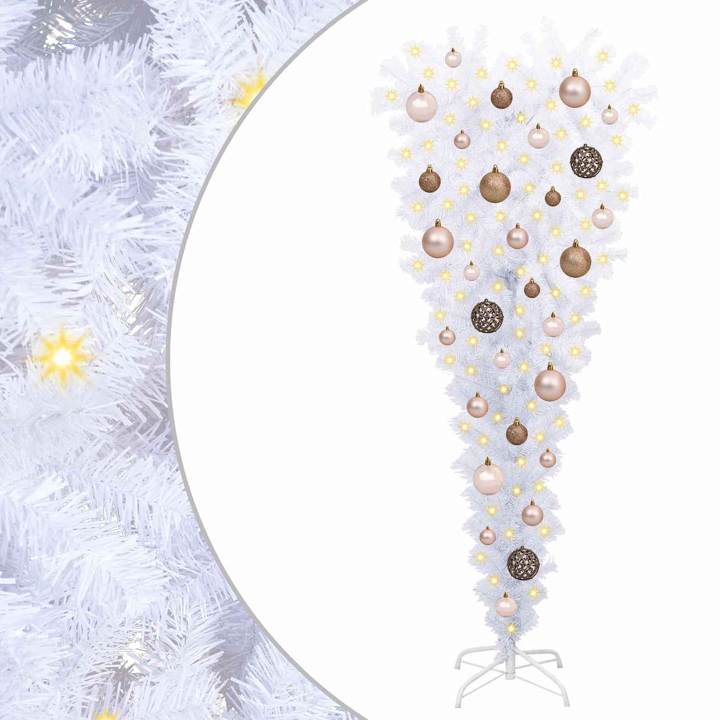 Kunstig juletre med 150 LED med stativ Hvit 120 cm PVC og Stål