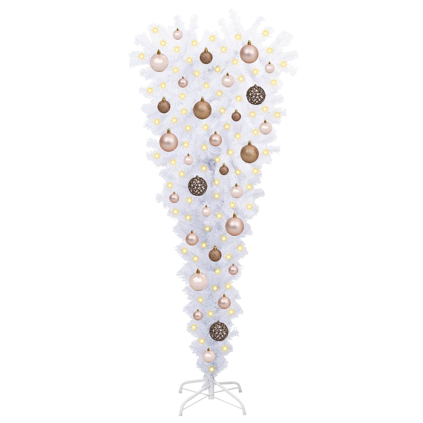 Kunstig juletre med 150 LED med stativ Hvit 120 cm PVC og Stål