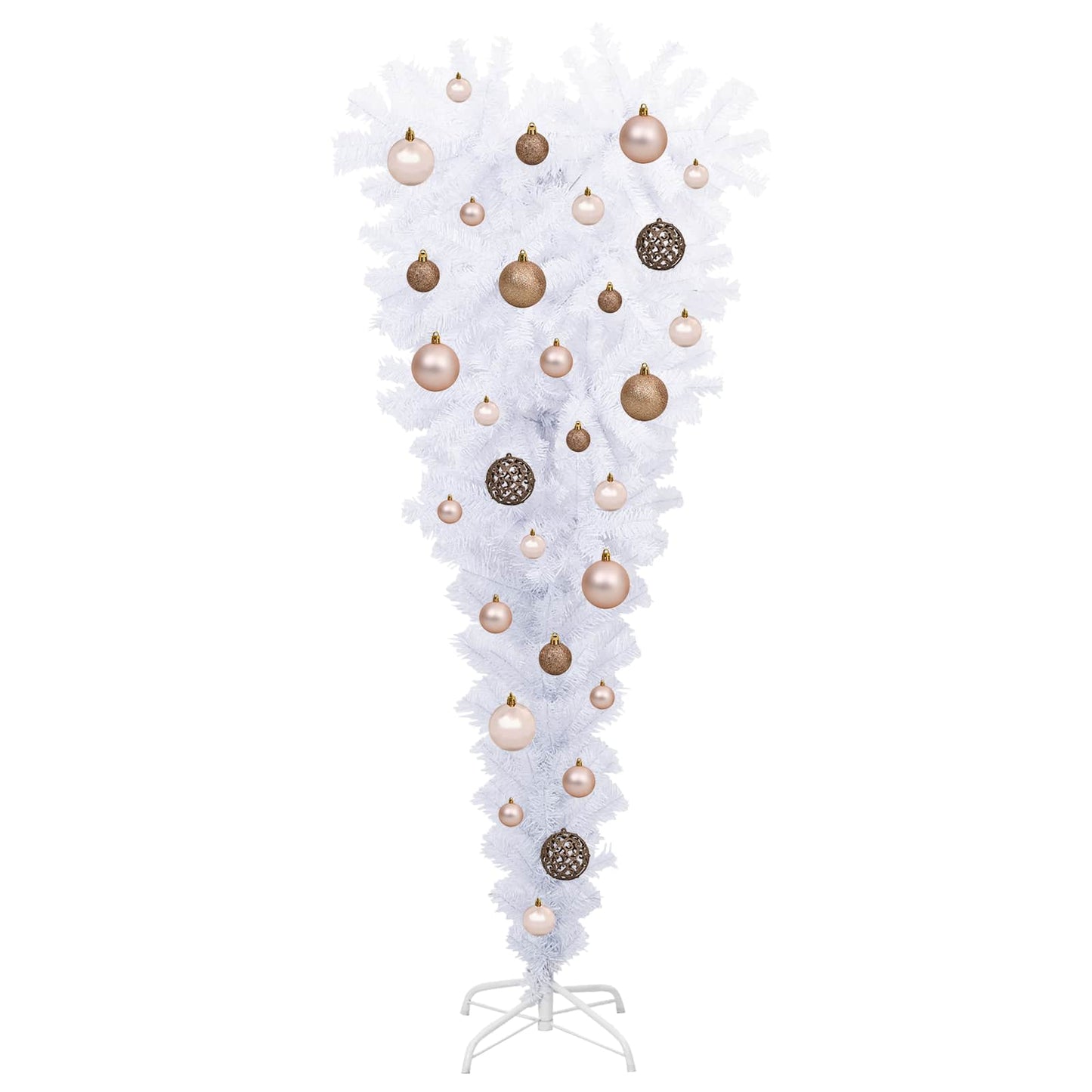 Kunstig juletre med 150 LED med stativ Hvit 120 cm PVC og Stål