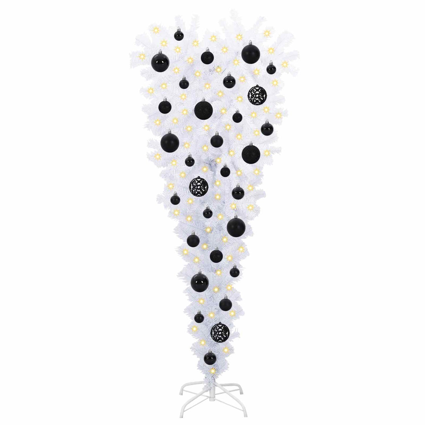 Kunstig juletre med 150 LED med stativ Hvit 120 cm PVC og Stål