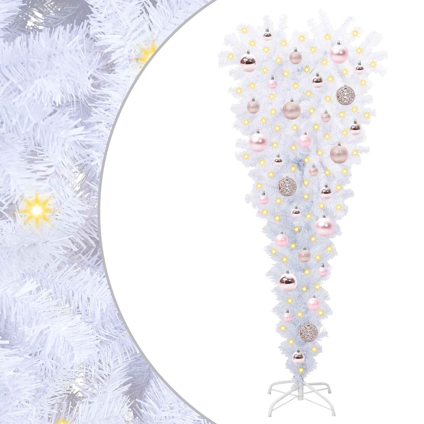 Kunstig juletre med 150 LED med stativ Hvit 120 cm PVC og Stål