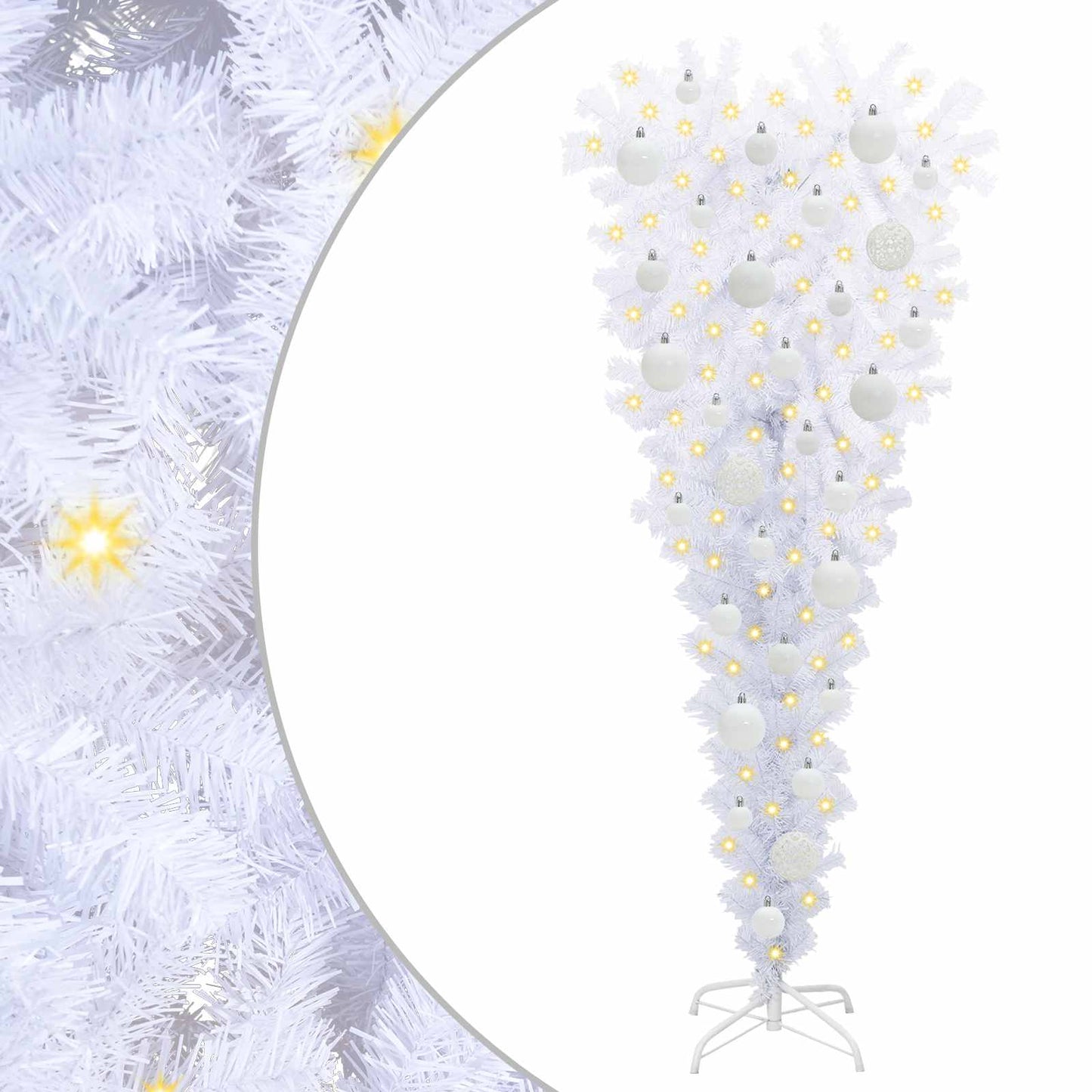 Kunstig juletre med 150 LED med stativ Hvit 120 cm PVC og Stål