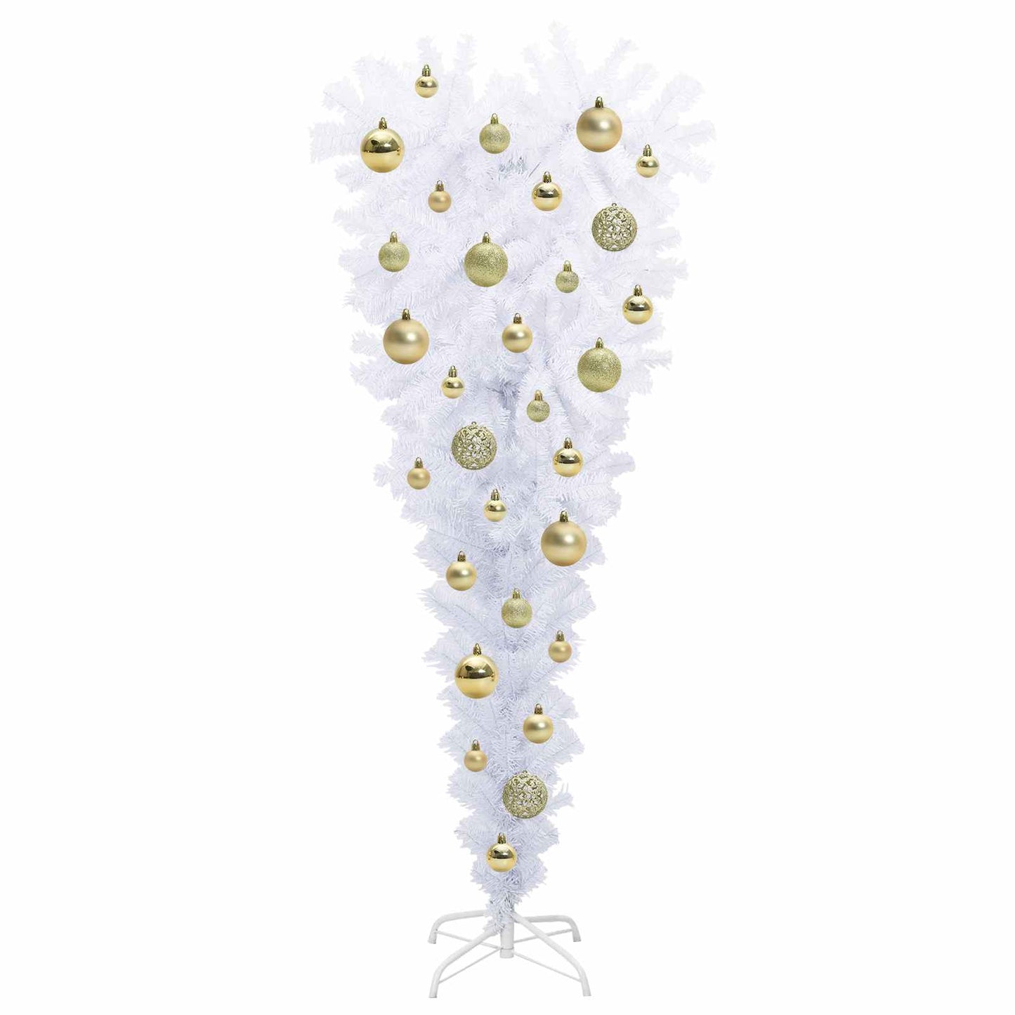 Kunstig juletre med 150 LED med stativ Hvit 120 cm PVC og Stål