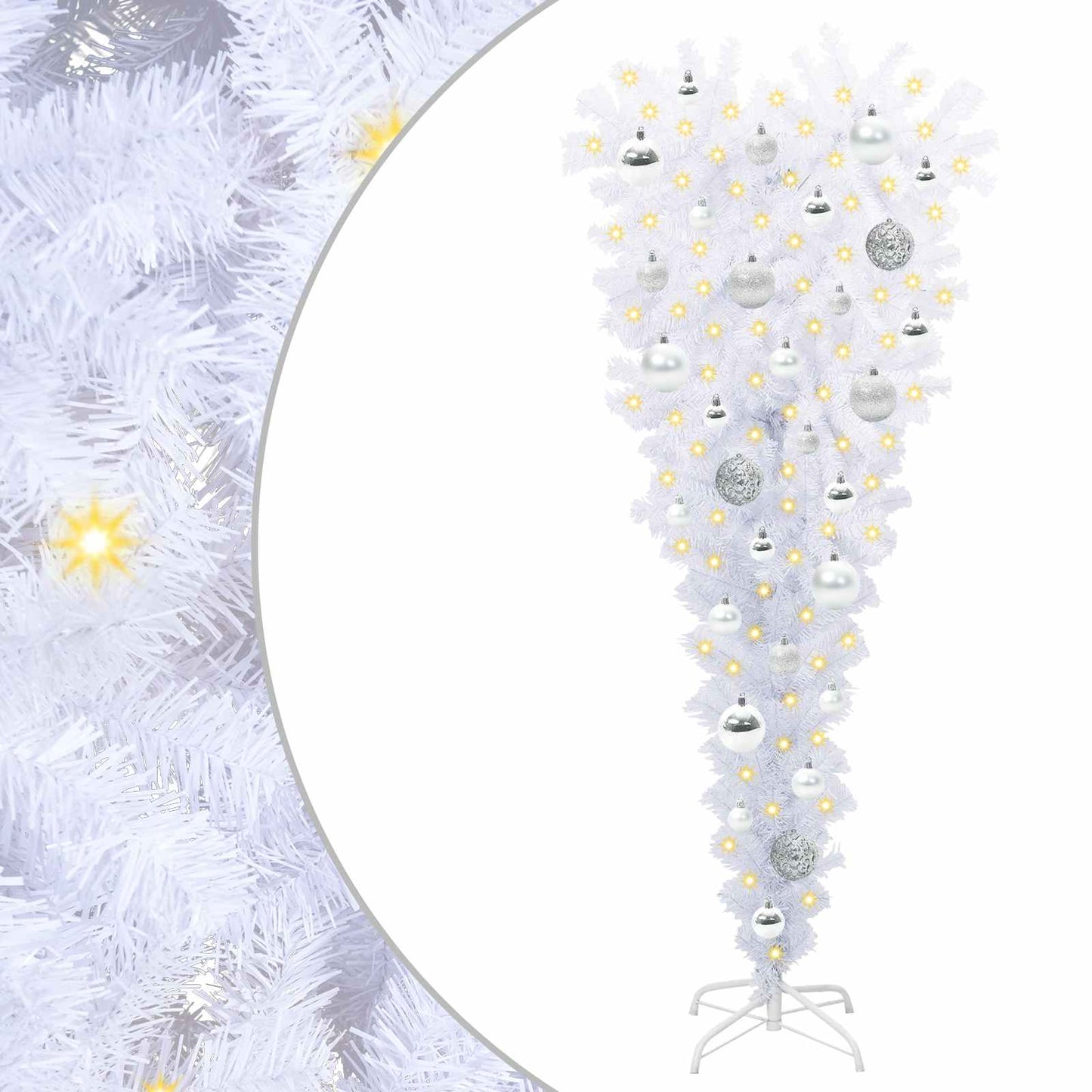 Kunstig juletre med 150 LED med stativ Hvit 120 cm PVC og Stål