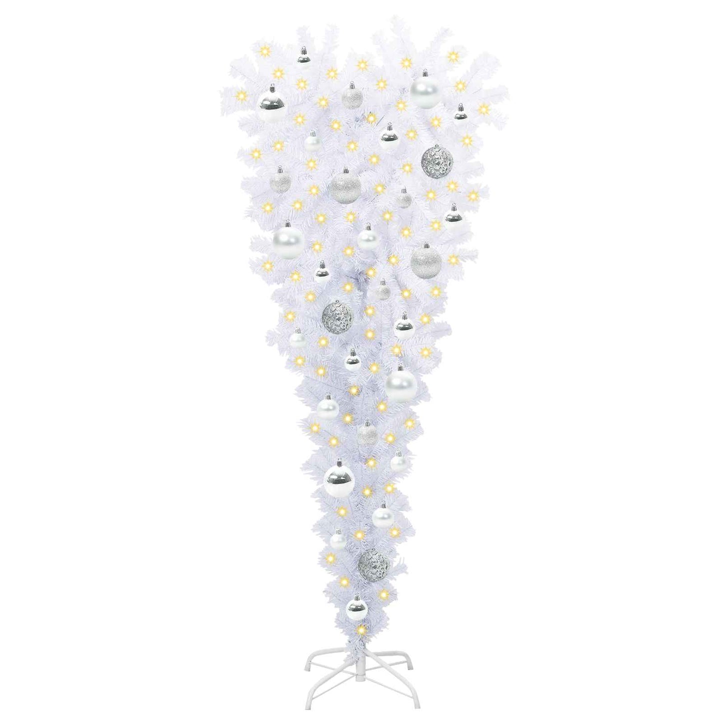 Kunstig juletre med 150 LED med stativ Hvit 120 cm PVC og Stål