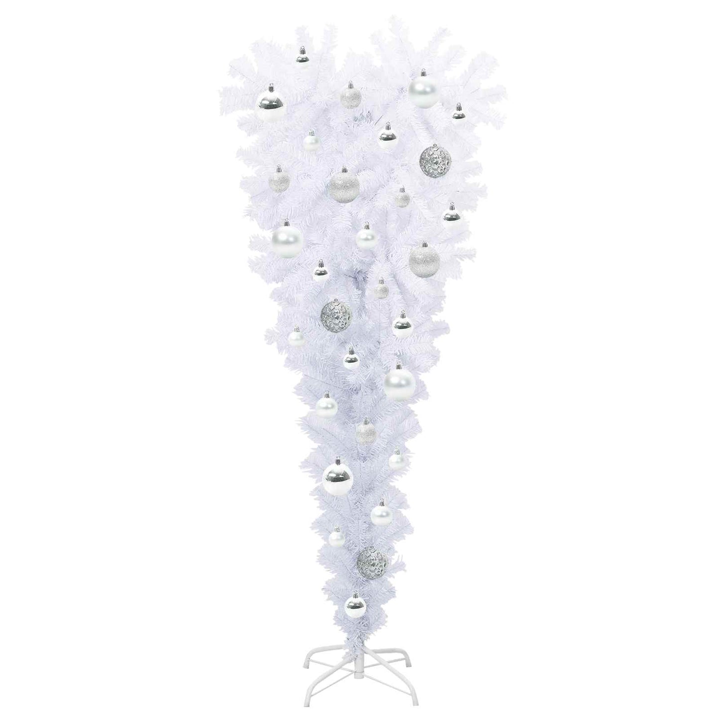 Kunstig juletre med 150 LED med stativ Hvit 120 cm PVC og Stål