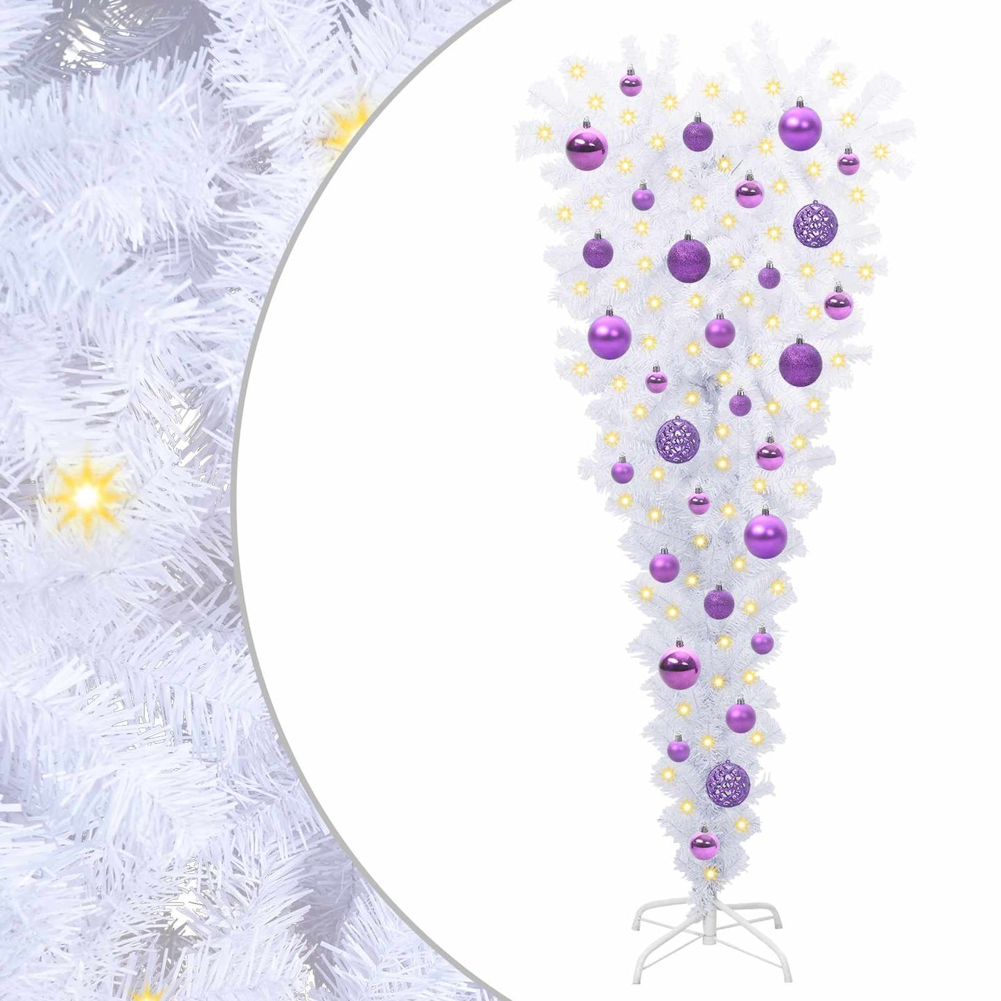 Kunstig juletre med 150 LED med stativ Hvit 120 cm PVC og Stål