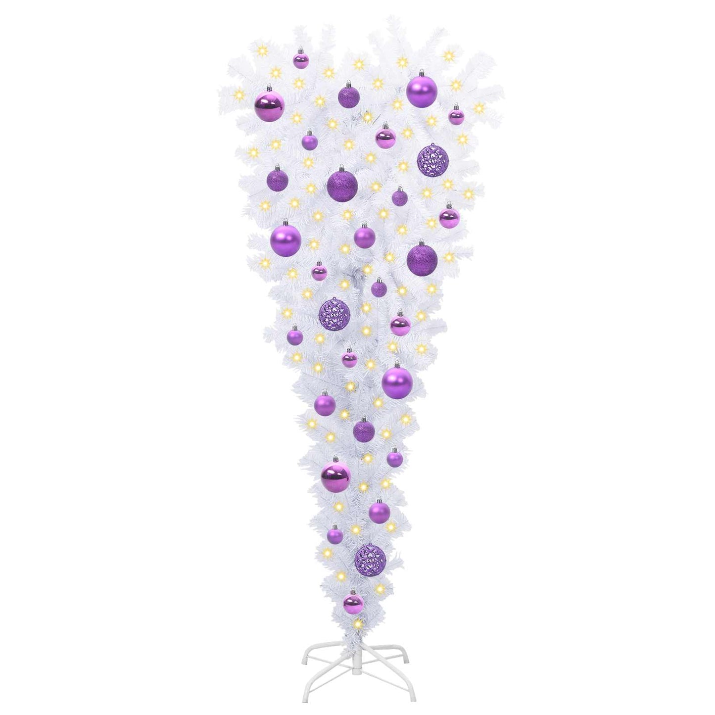Kunstig juletre med 150 LED med stativ Hvit 120 cm PVC og Stål