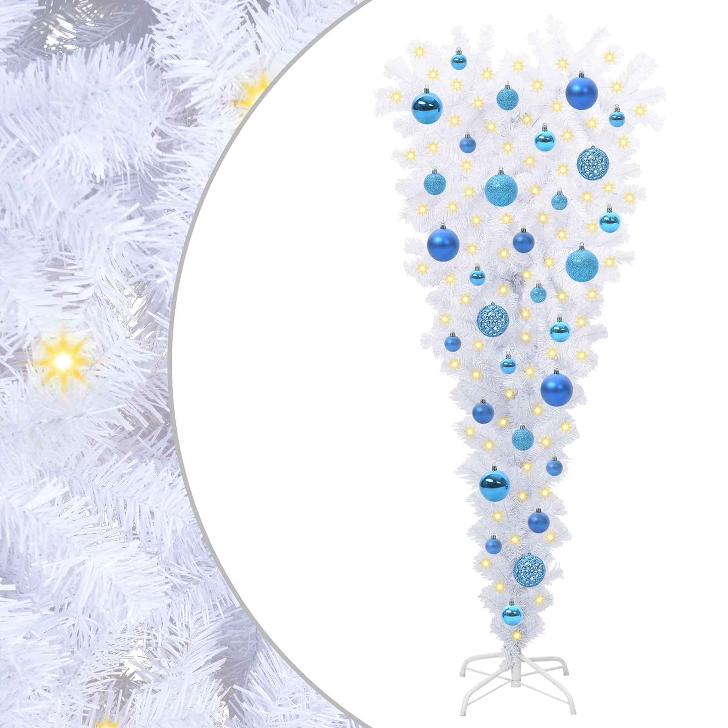 Kunstig juletre med 150 LED med stativ Hvit 120 cm PVC og Stål