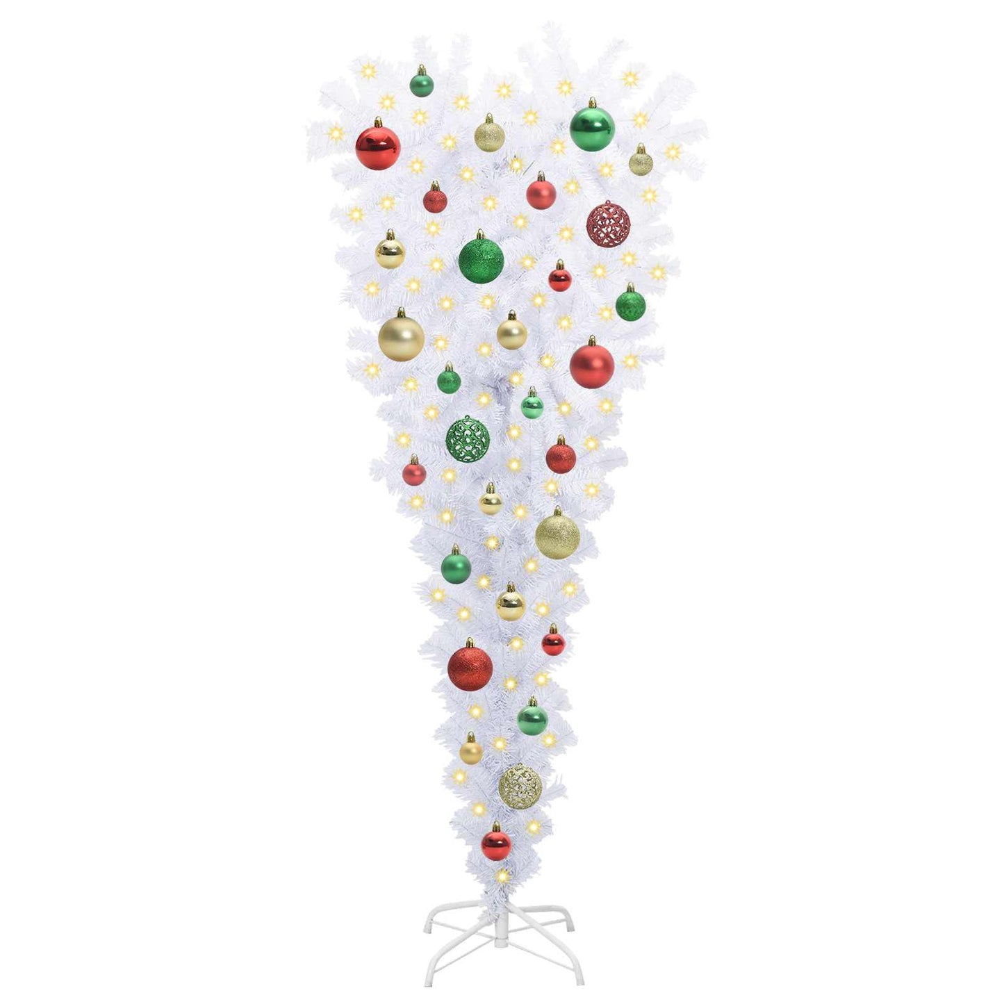 Kunstig juletre med 150 LED med stativ Hvit 120 cm PVC og Stål