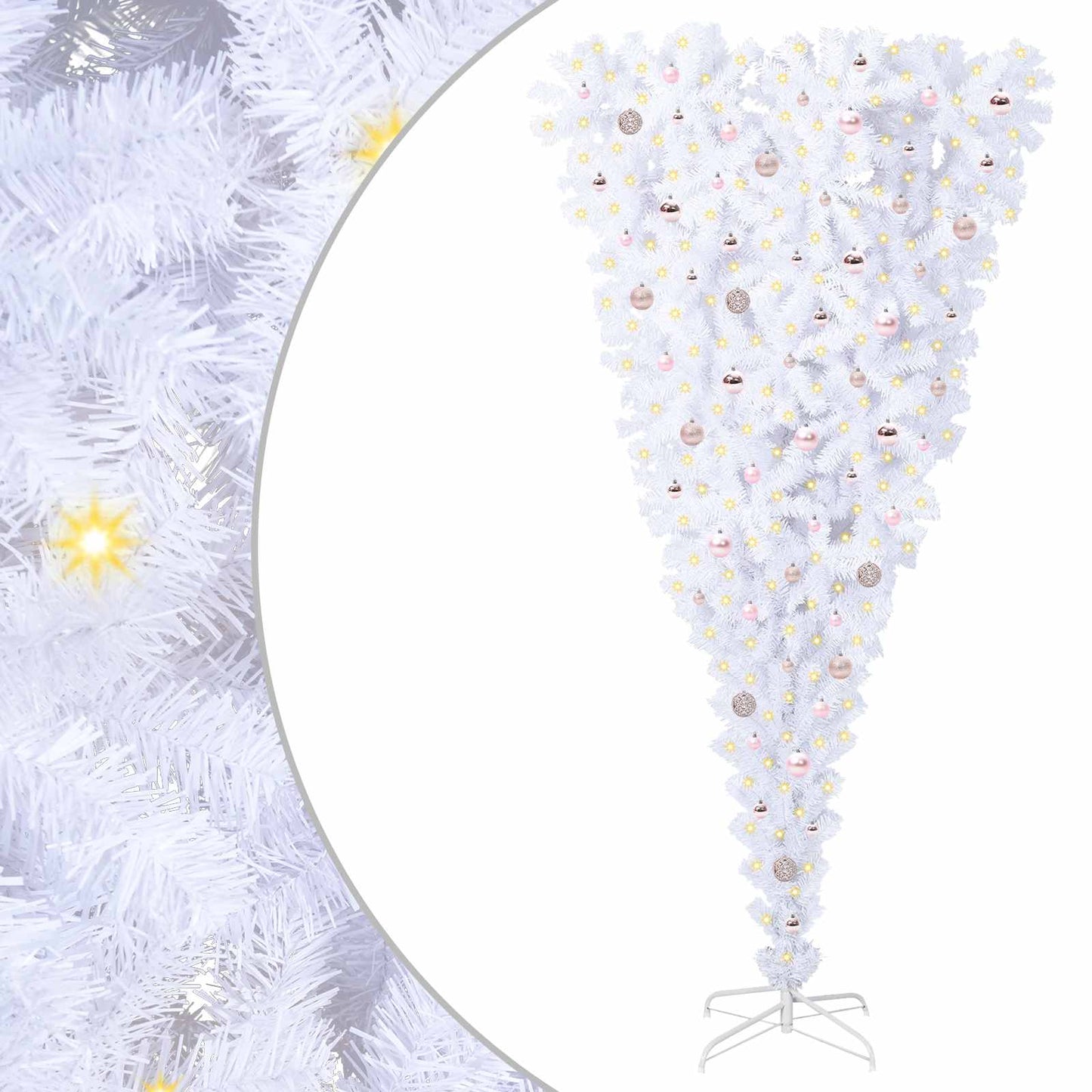 Kunstig juletre med 300 LED med stativ Hvit 240 cm PVC og Stål vidaXL