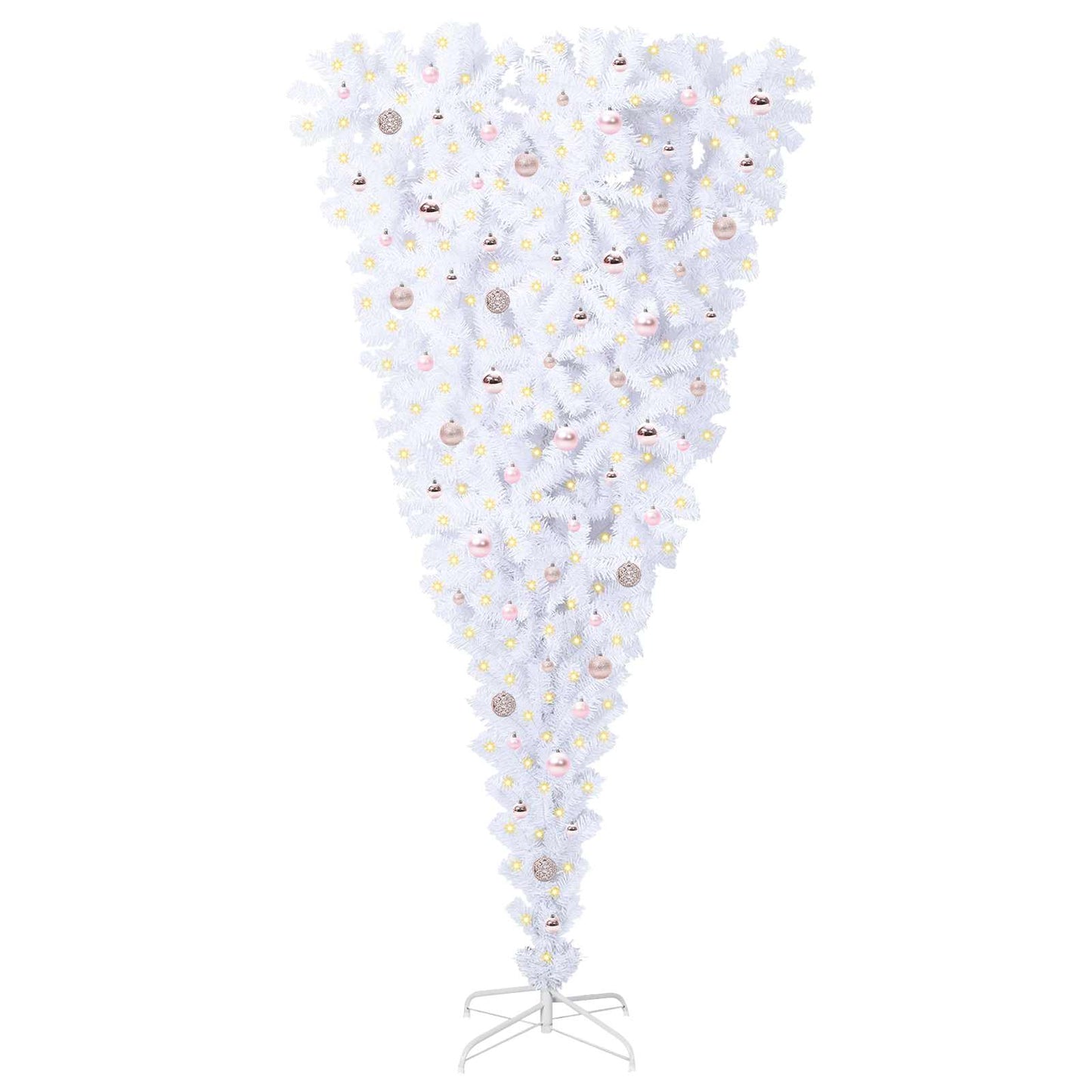 Kunstig juletre med 300 LED med stativ Hvit 240 cm PVC og Stål vidaXL