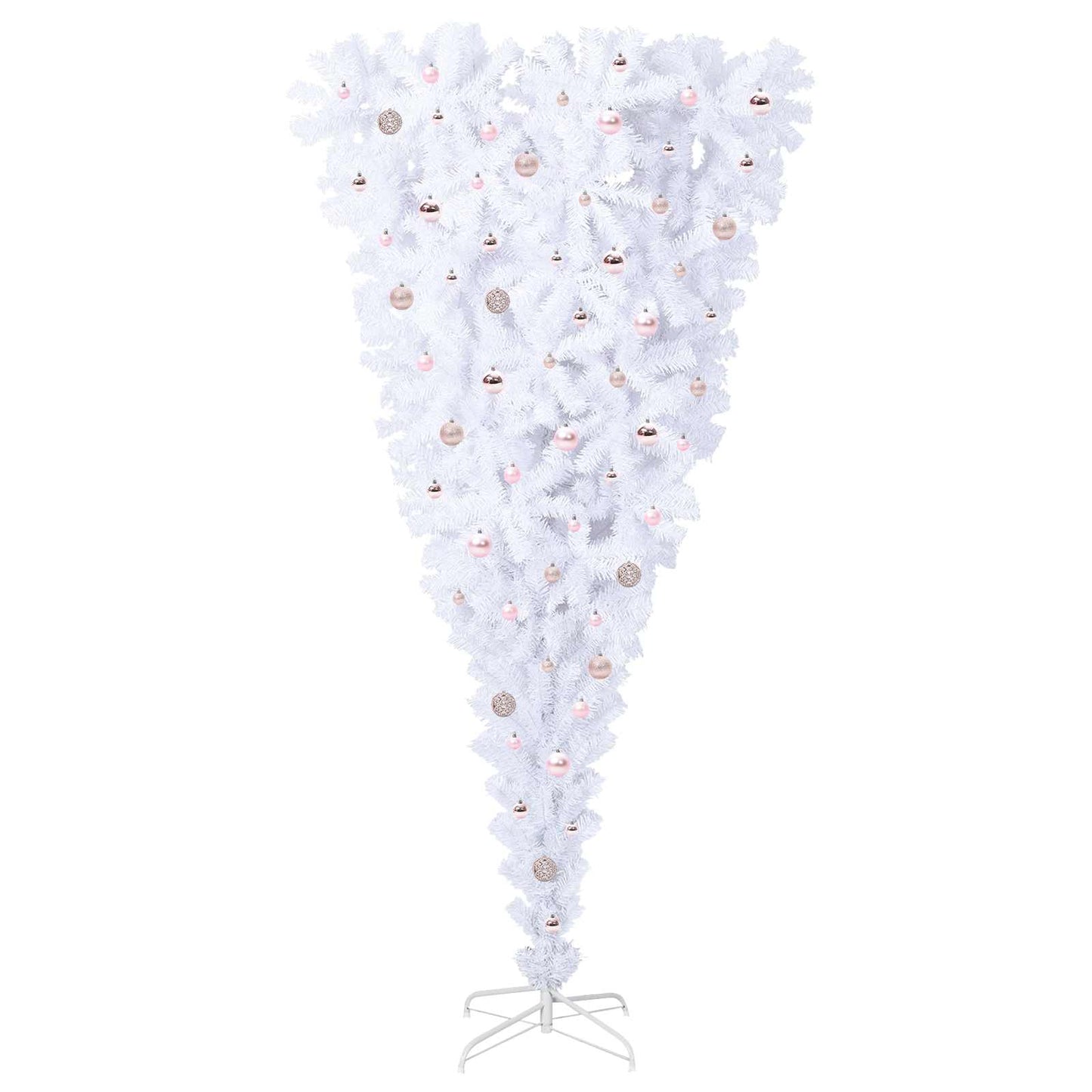 Kunstig juletre med 300 LED med stativ Hvit 240 cm PVC og Stål vidaXL