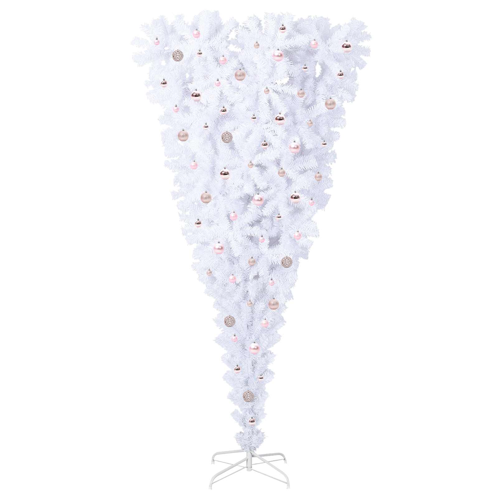Kunstig juletre med 300 LED med stativ Hvit 240 cm PVC og Stål vidaXL