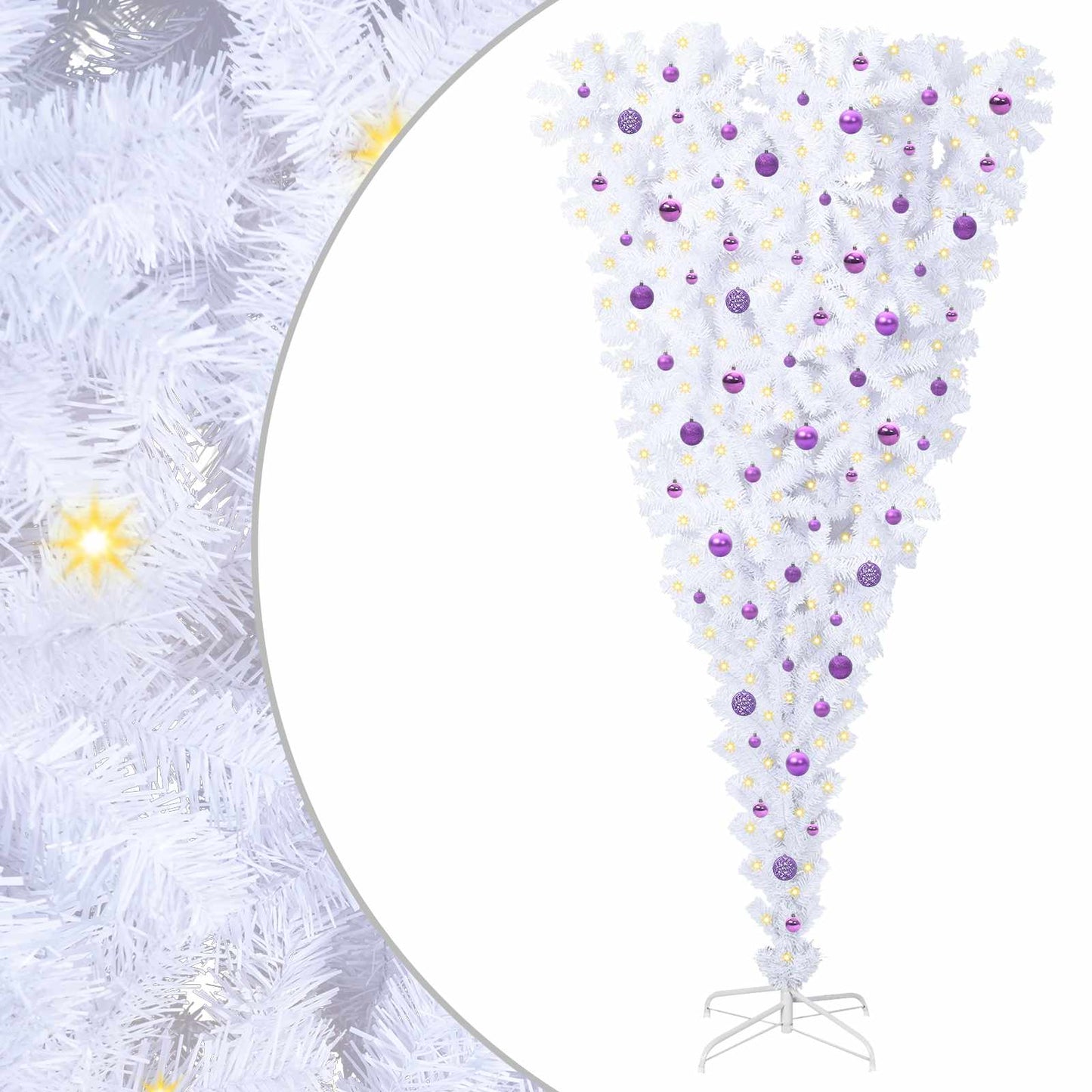 Kunstig juletre med 300 LED med stativ Hvit 240 cm PVC og Stål vidaXL