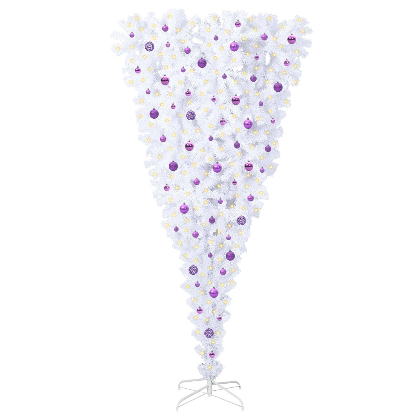 Kunstig juletre med 300 LED med stativ Hvit 240 cm PVC og Stål vidaXL