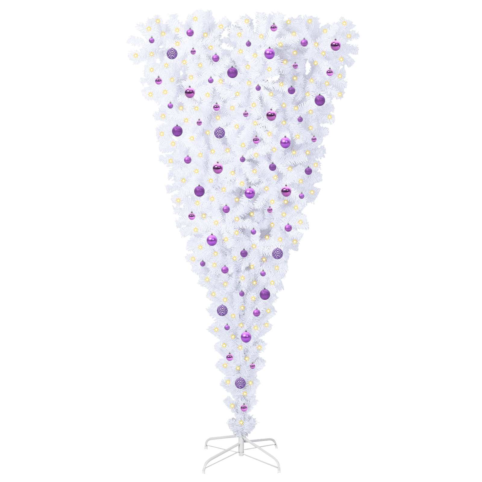 Kunstig juletre med 300 LED med stativ Hvit 240 cm PVC og Stål vidaXL