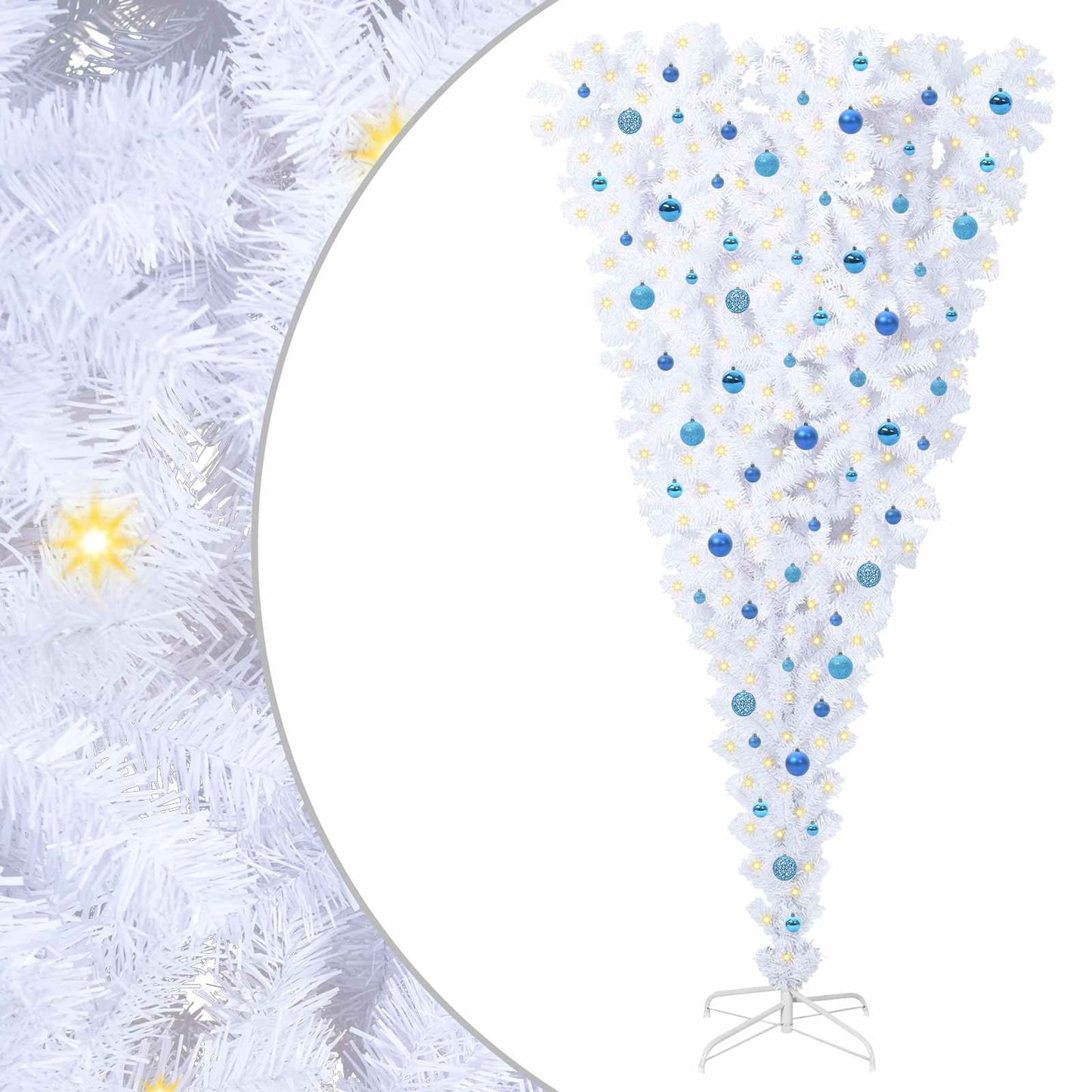 Kunstig juletre med 300 LED med stativ Hvit 240 cm PVC og Stål vidaXL