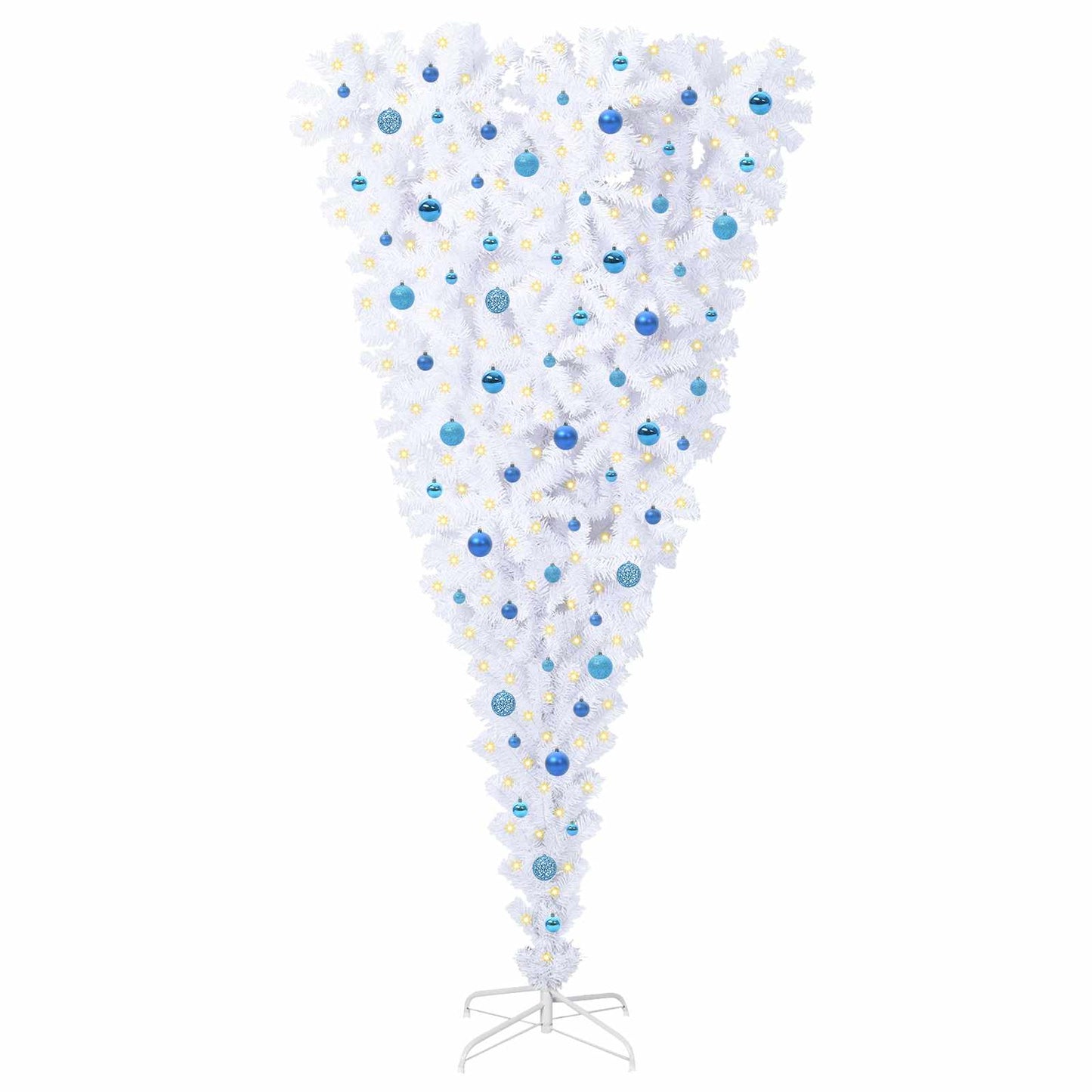 Kunstig juletre med 300 LED med stativ Hvit 240 cm PVC og Stål vidaXL