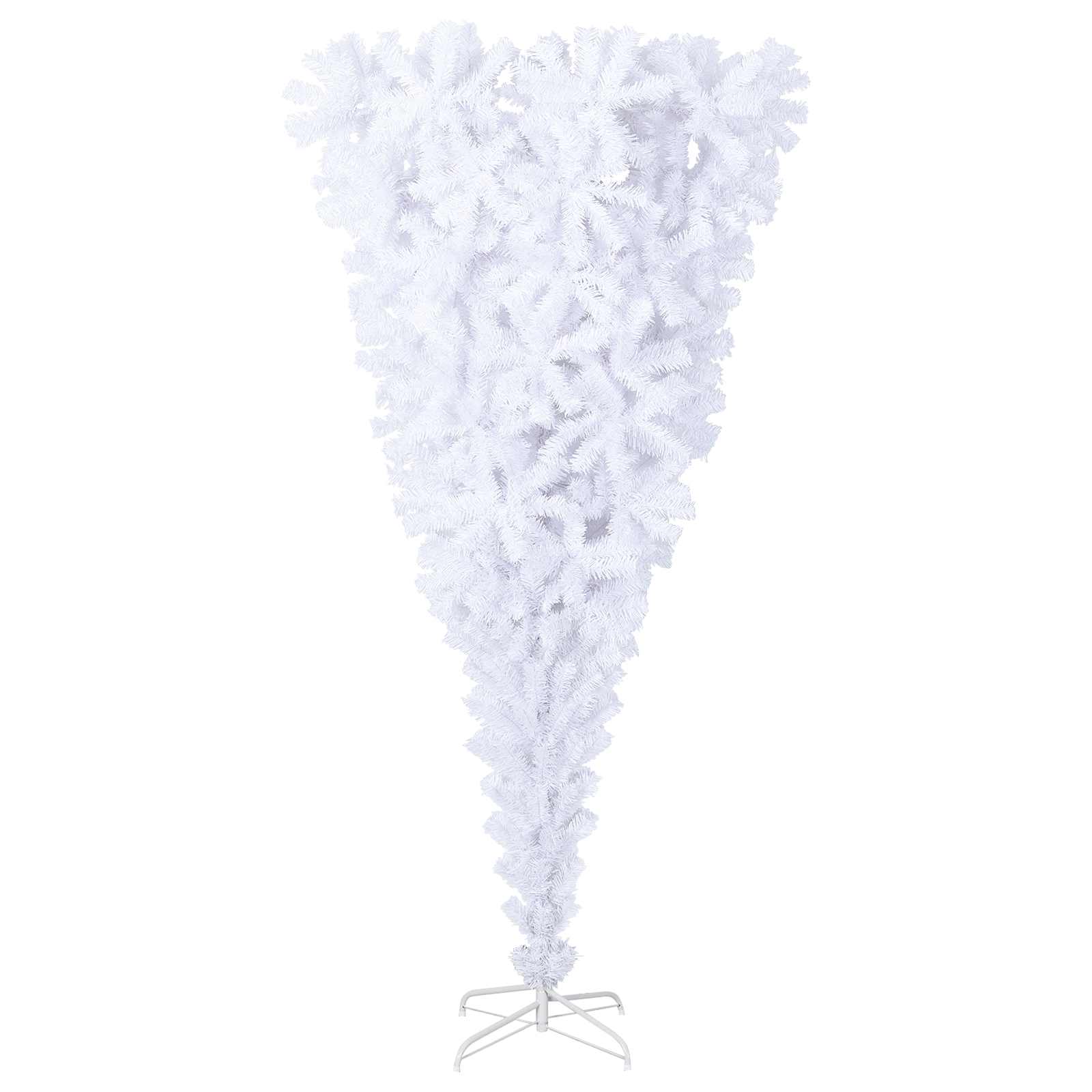 Kunstig juletre med 300 LED med stativ Hvit 240 cm PVC og Stål vidaXL