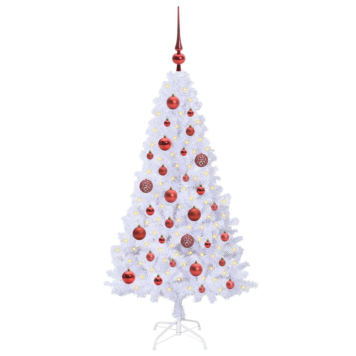 Kunstig juletre med 150 LED med stativ Hvit 120 cm PVC og stål