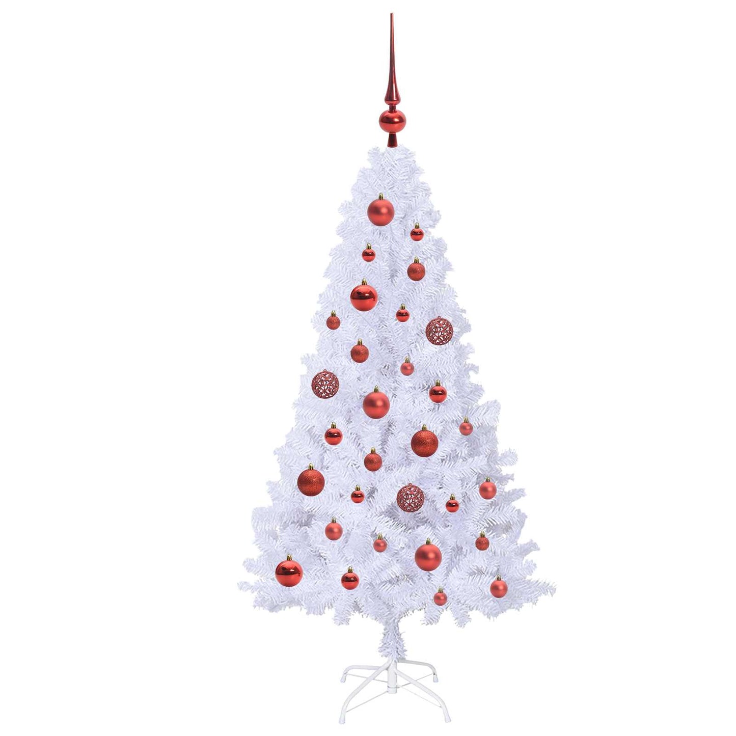 Kunstig juletre med 150 LED med stativ Hvit 120 cm PVC og stål